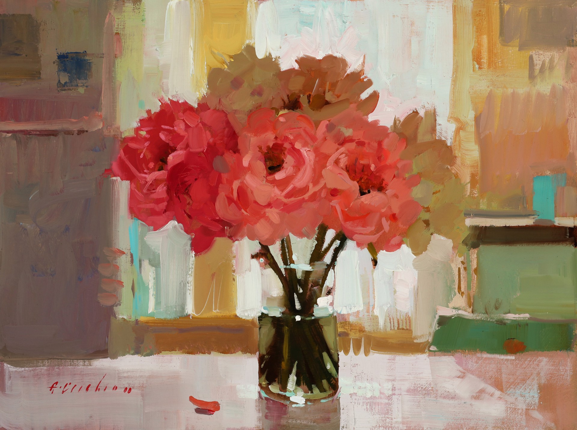 Peonies on the Kitchen Table by Aimee Erickson