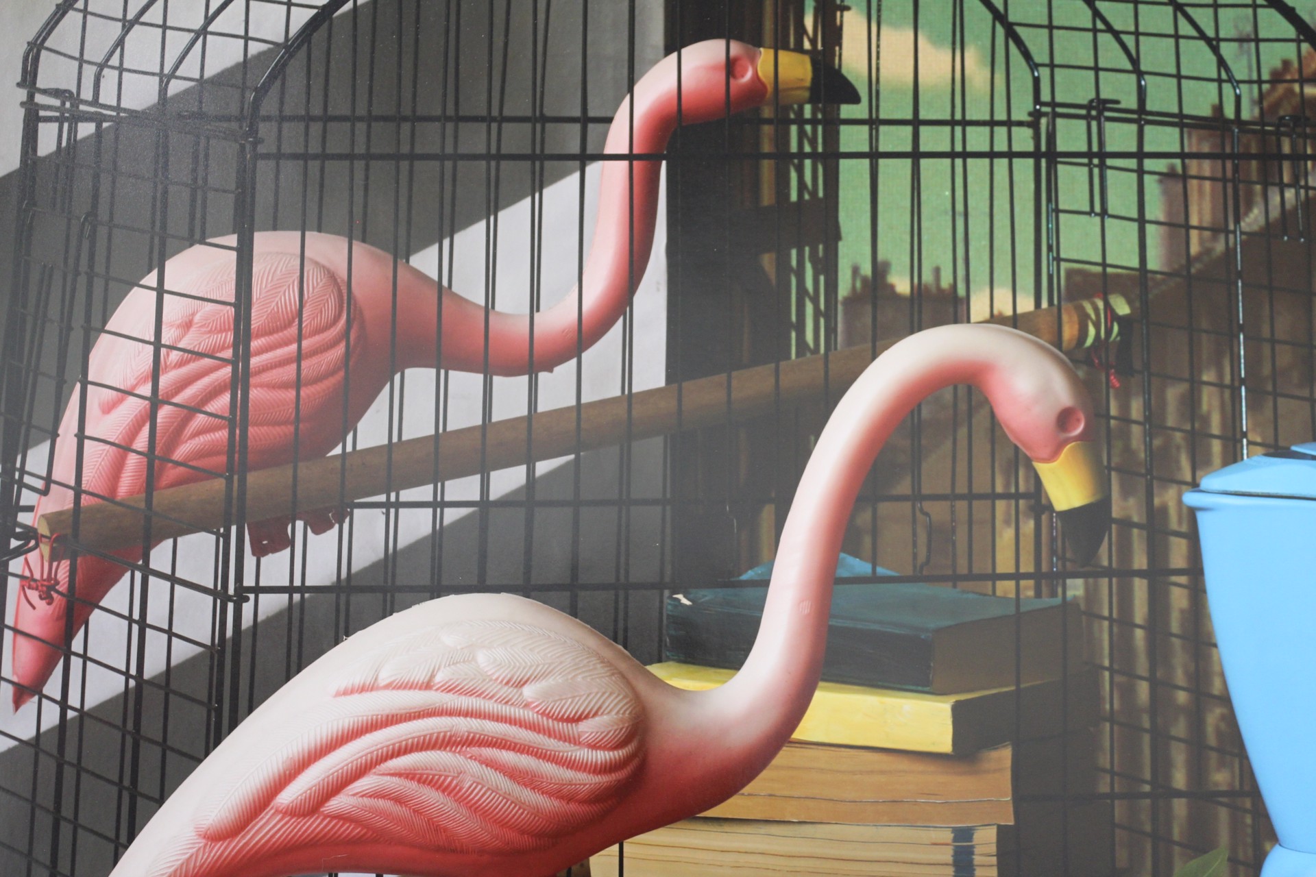 Flamingos with Blue Blender by Matt Morris