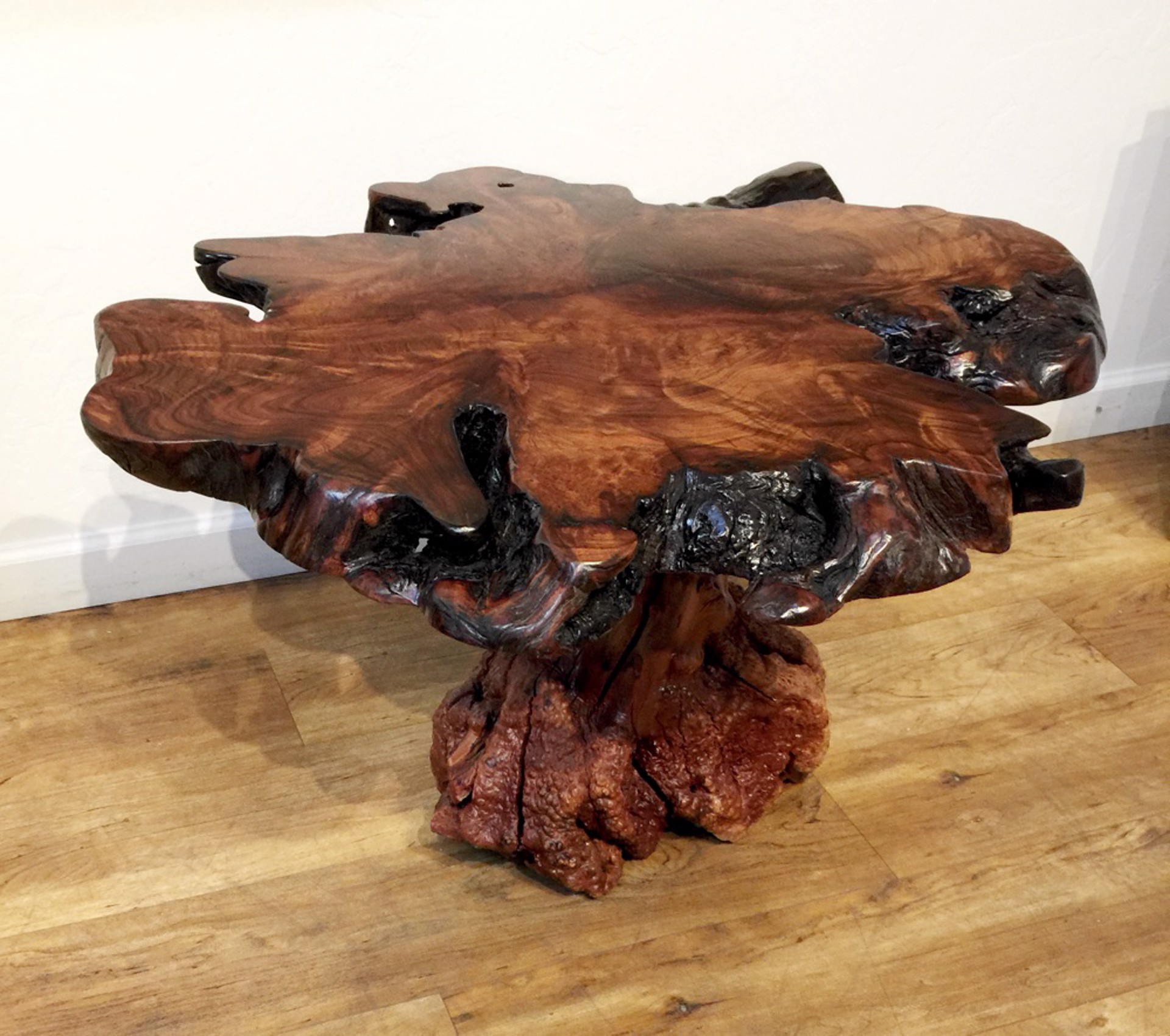 Coffee Table - Mesquite Burl With Manzanita Root Burl Base  by Gary Rennert