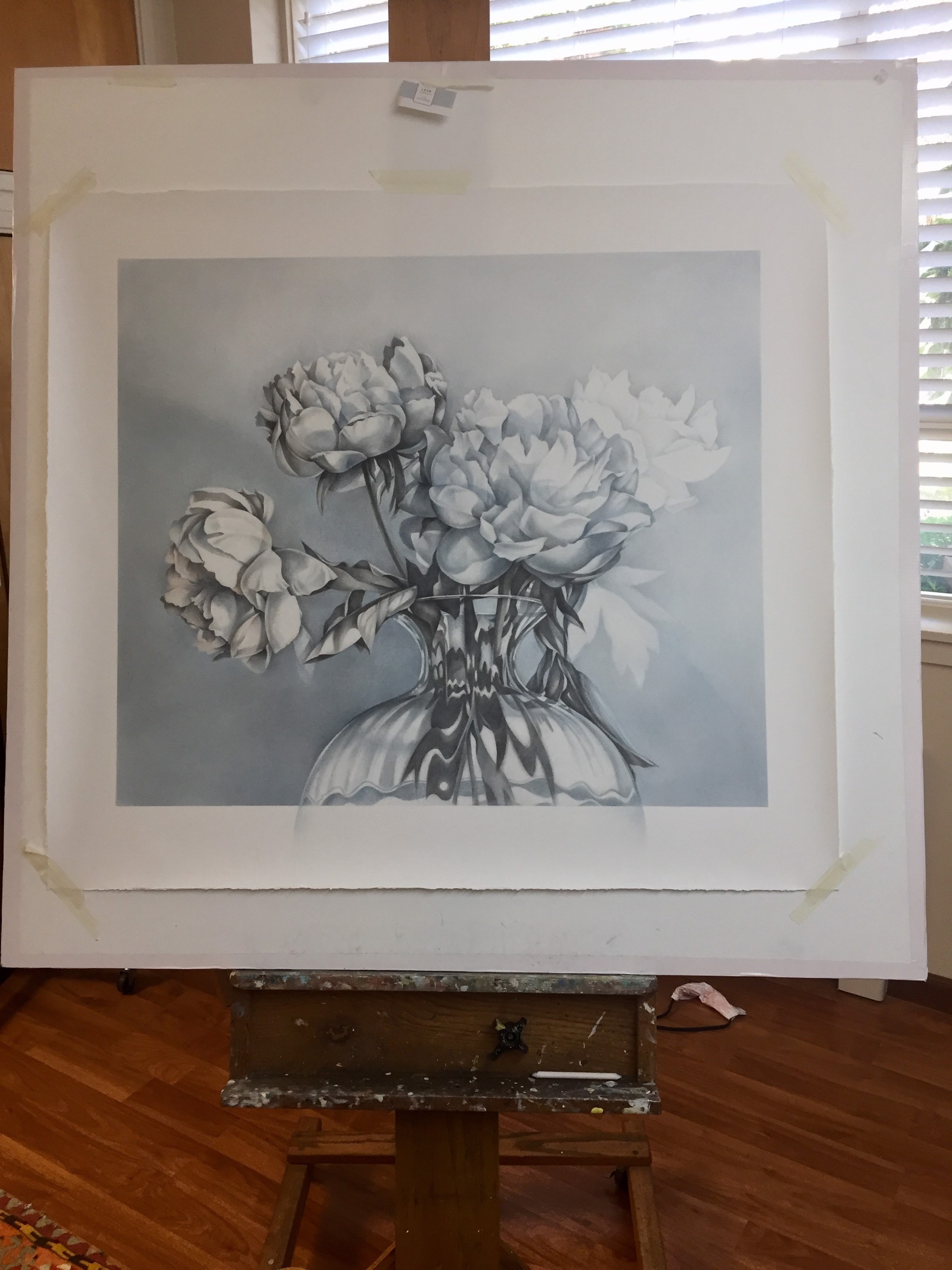 Peonies Indigo Afternoon by Susan Manchester