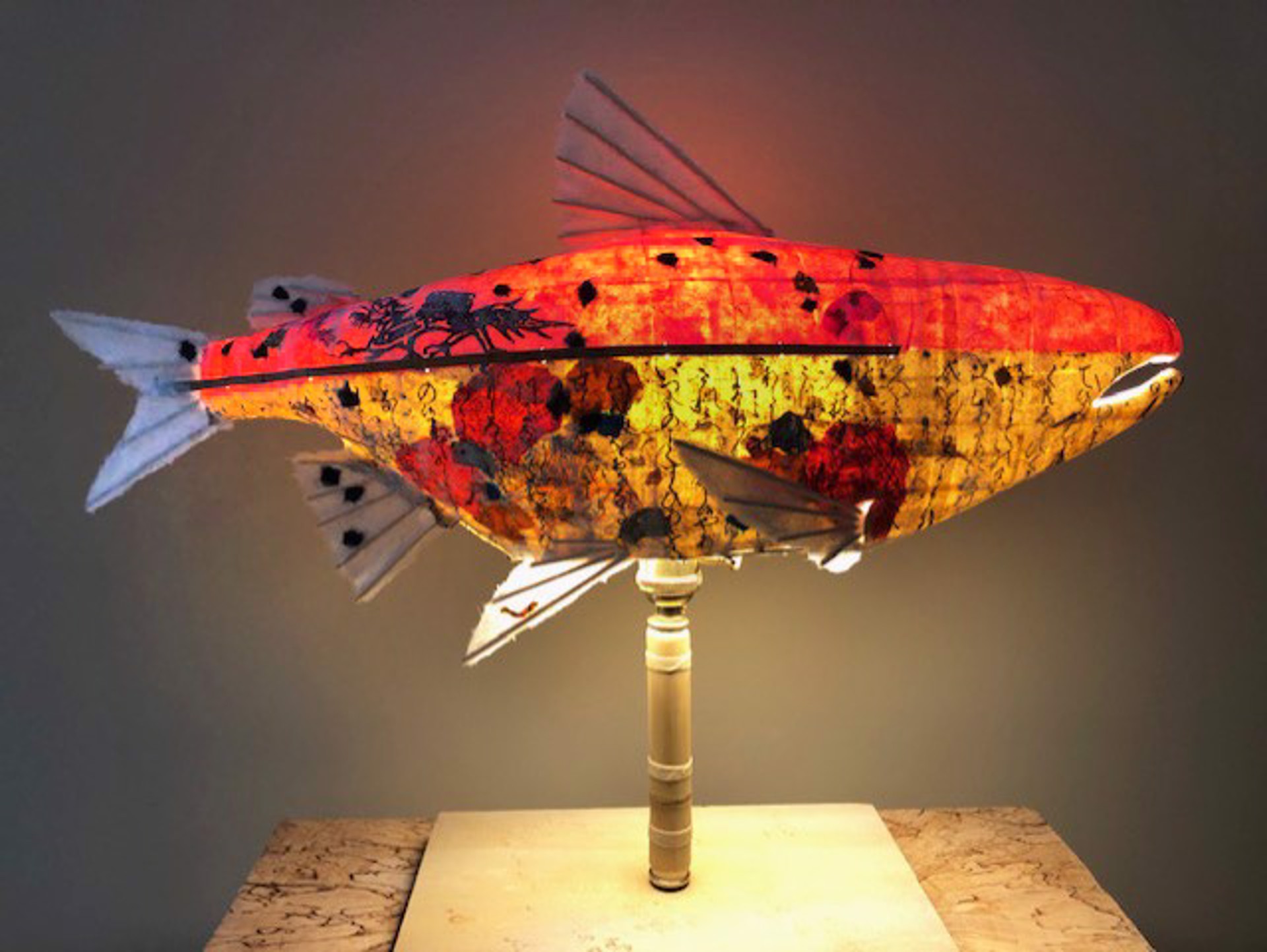 Warm Back Salmon commission for Ed Brook (deposit) by Elaine Hanowell