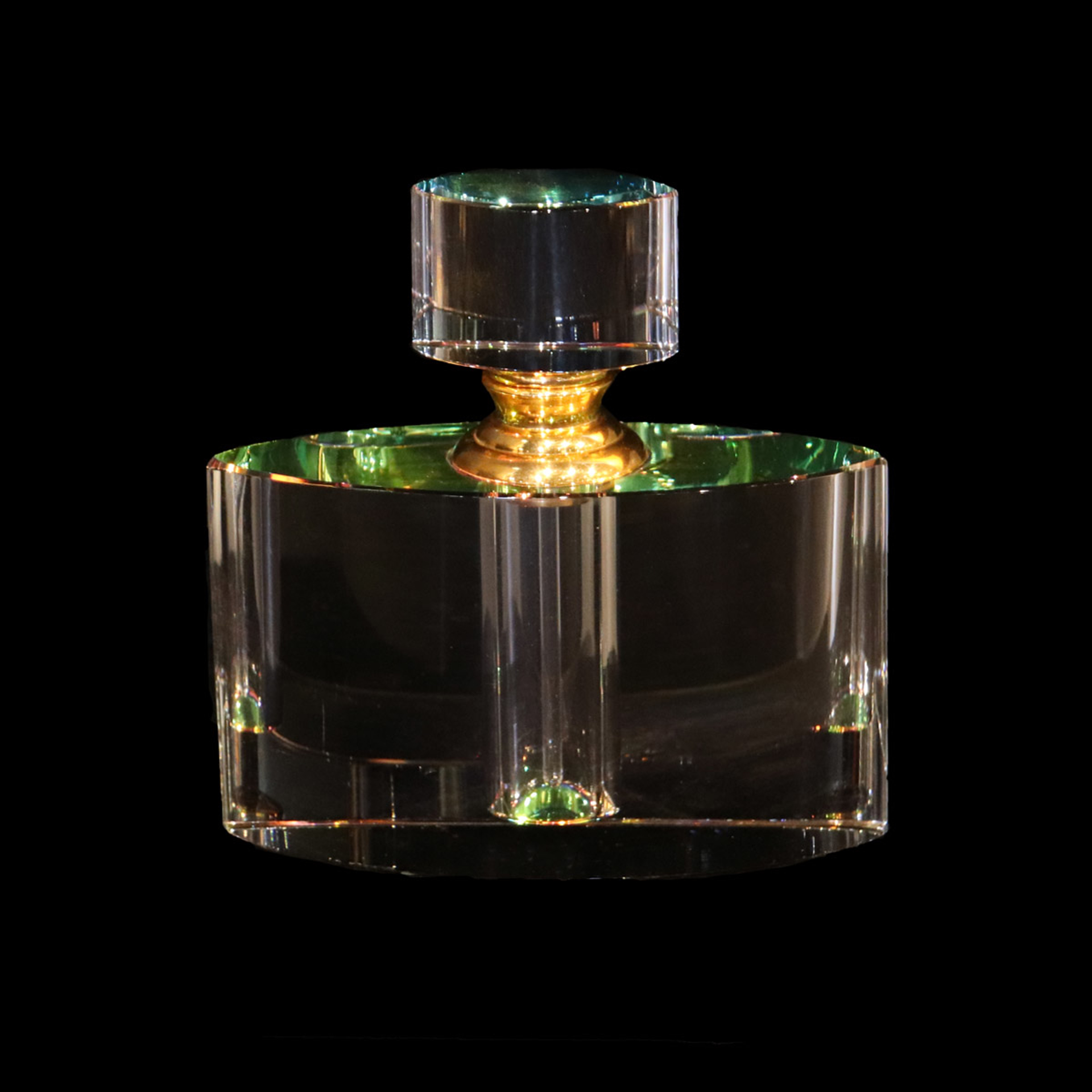Crystal Perfume Bottle 4" x 3.75 x 1.25 by Harold Lustig