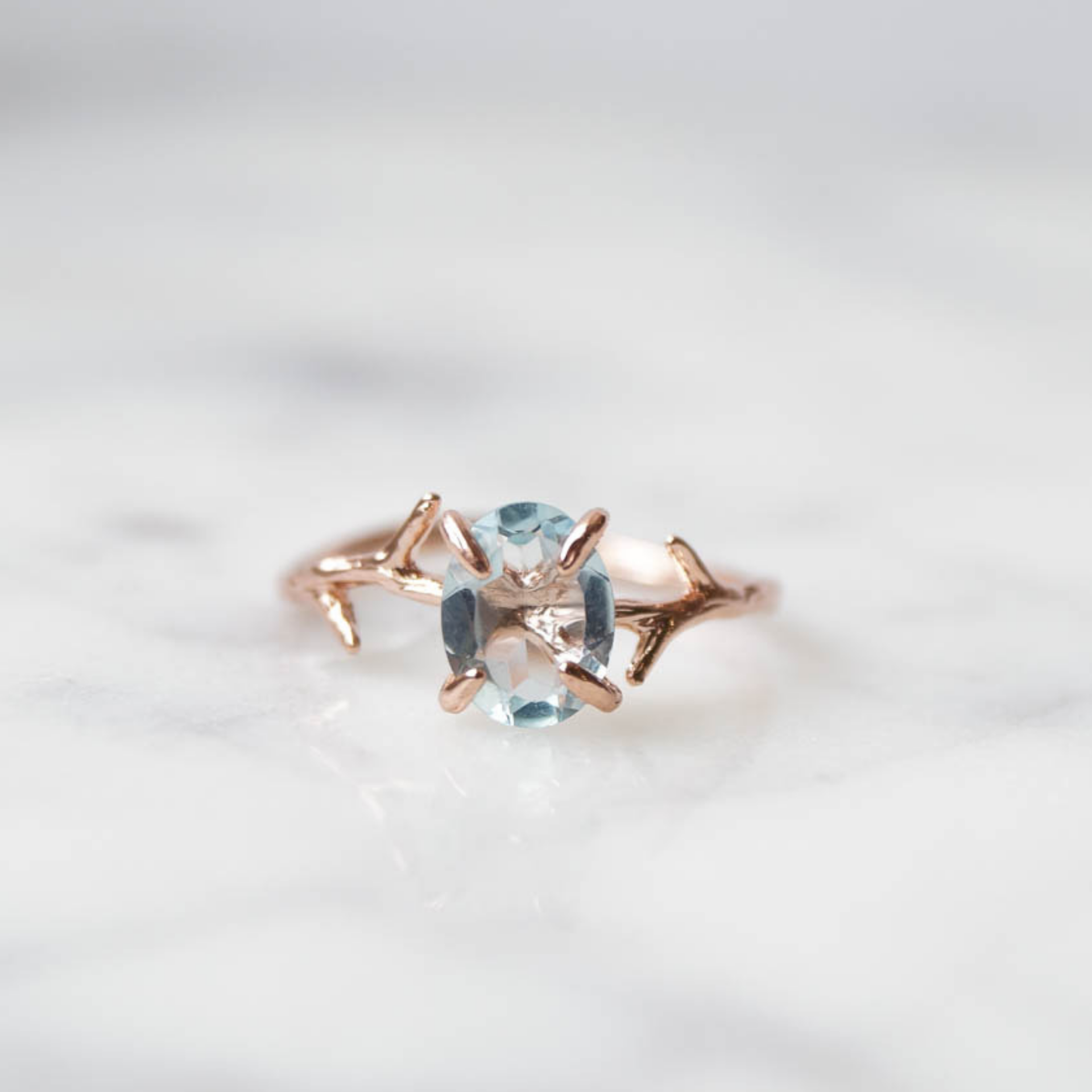 Aquamarine Ring in Rose Gold (Size 7) by Wander + Lust Jewelry