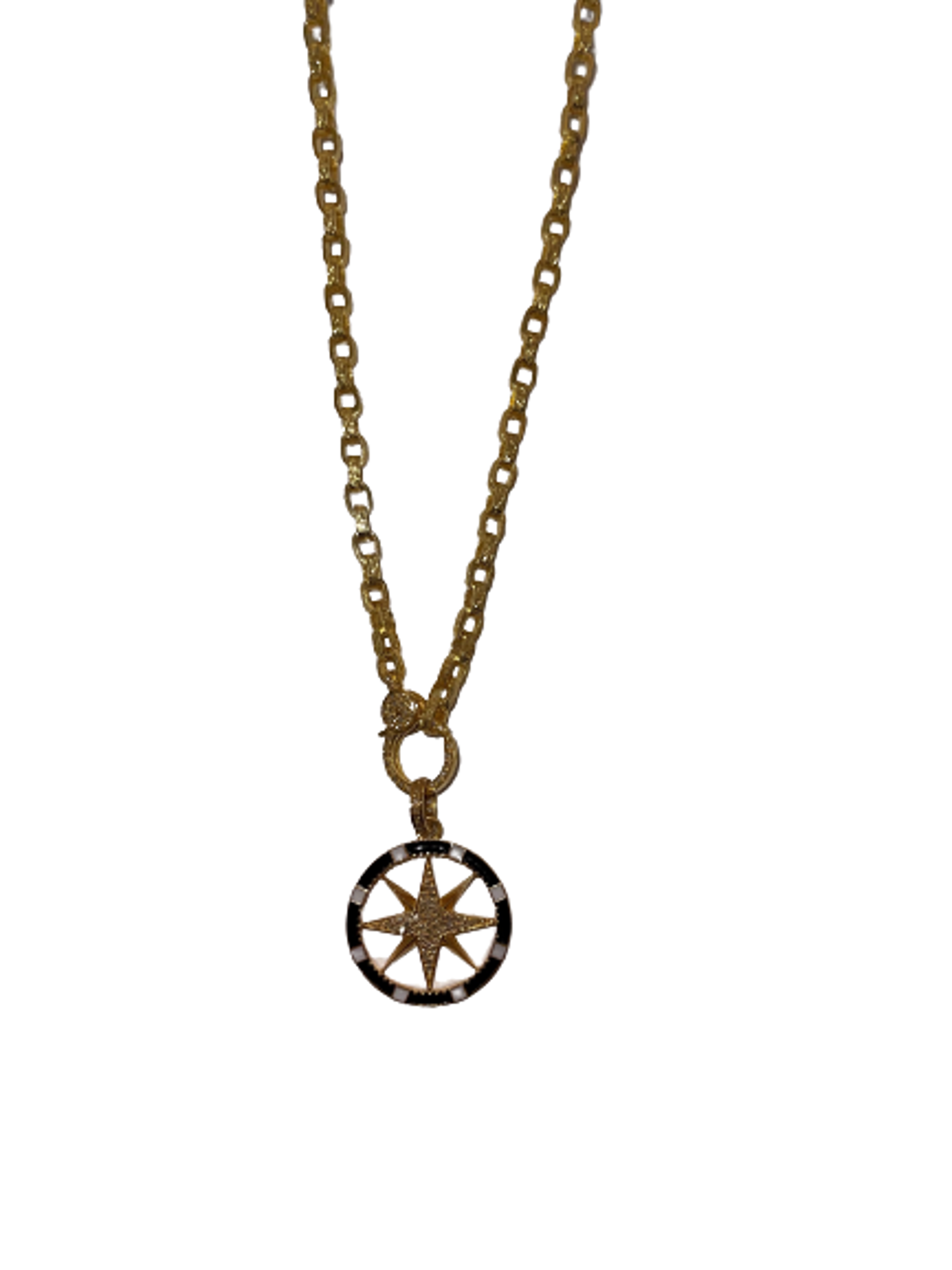 Gold Vermeil Box Chain Necklace with Diamond Clasp by Karen Birchmier