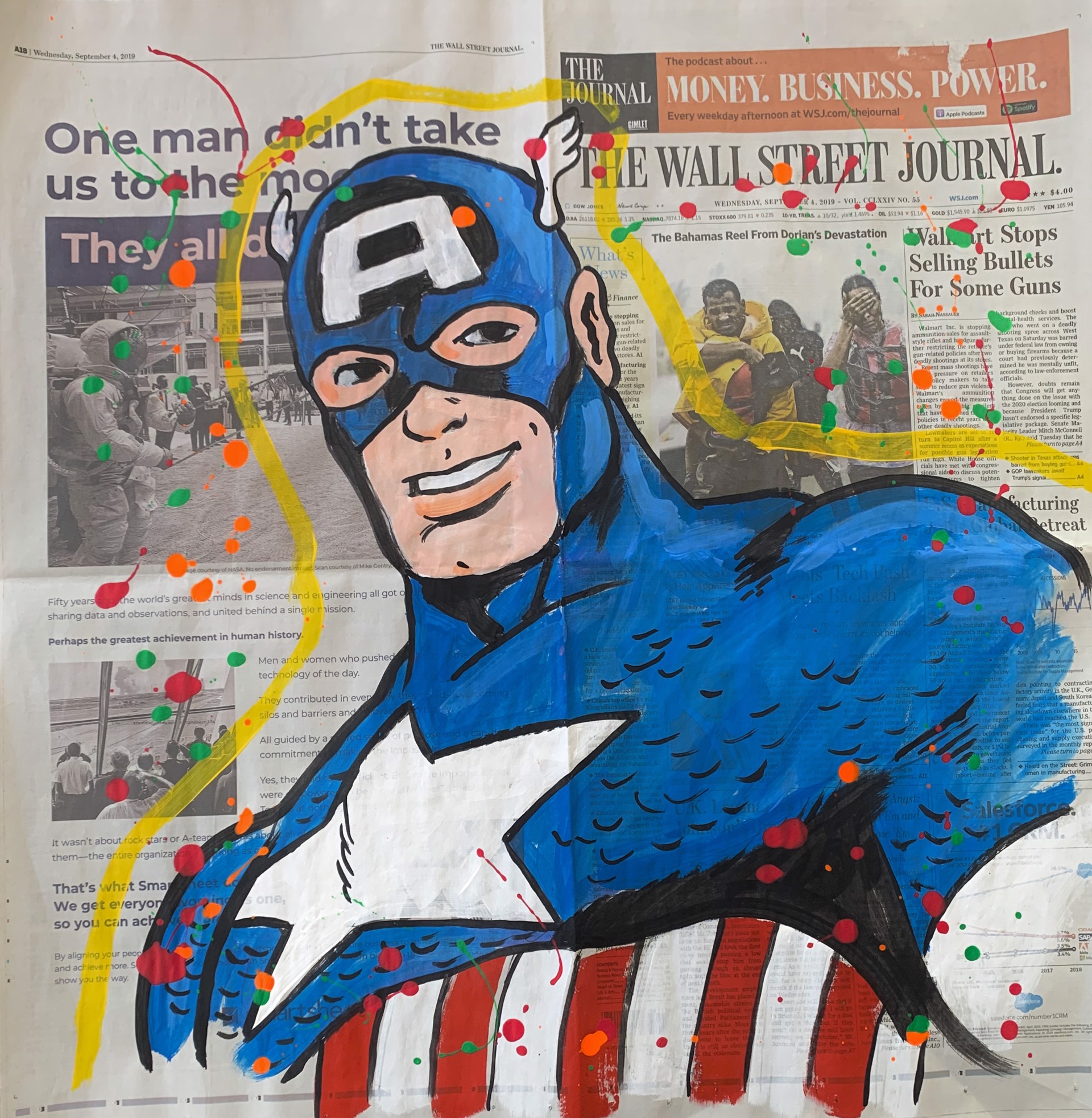WSJ Series Captain America by WSJ Series on Newspaper by Elena Bulatova
