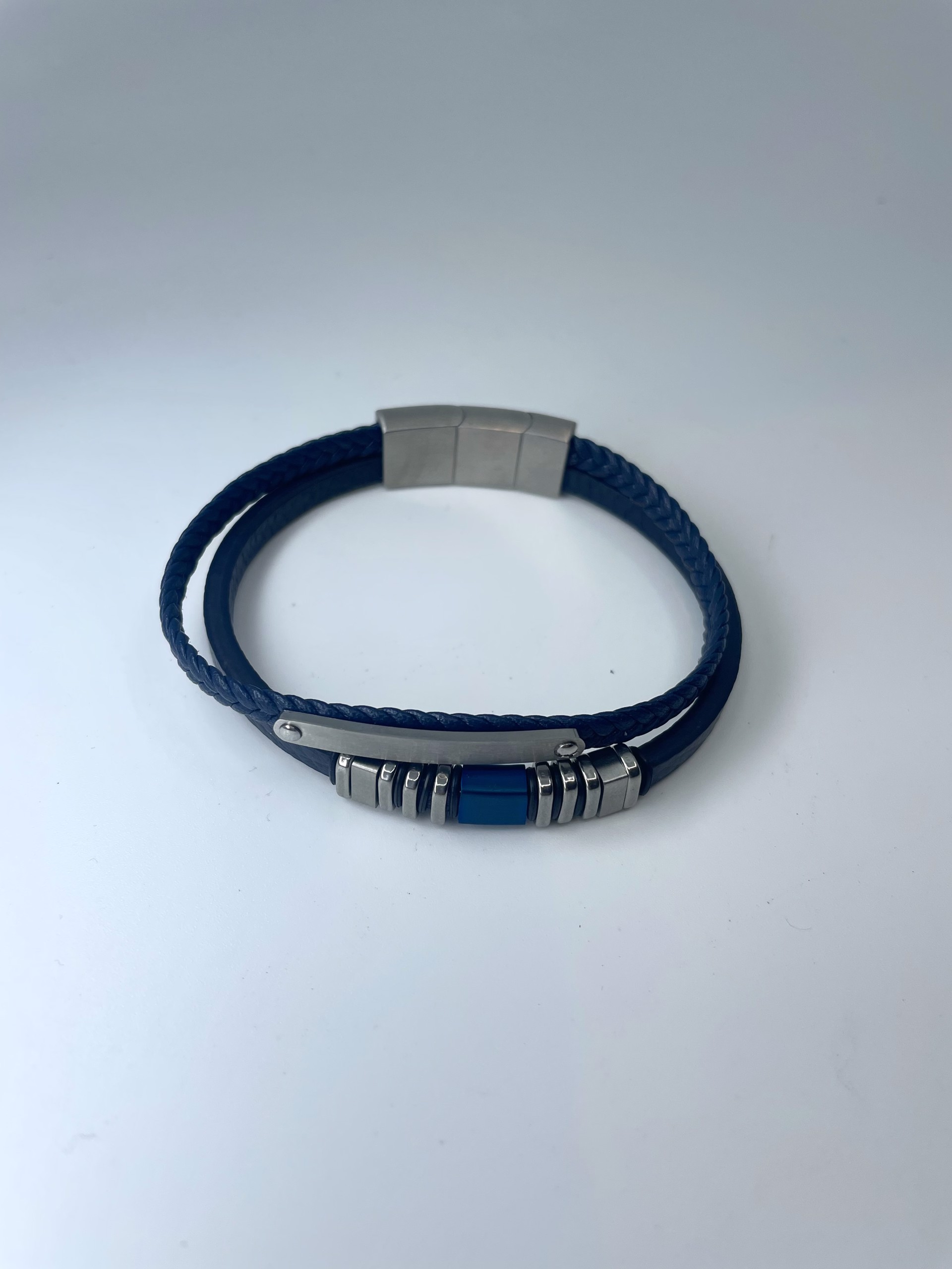 8834 Two Strand Blue Leather With Silver Design (50% off Listed Price) by Legere