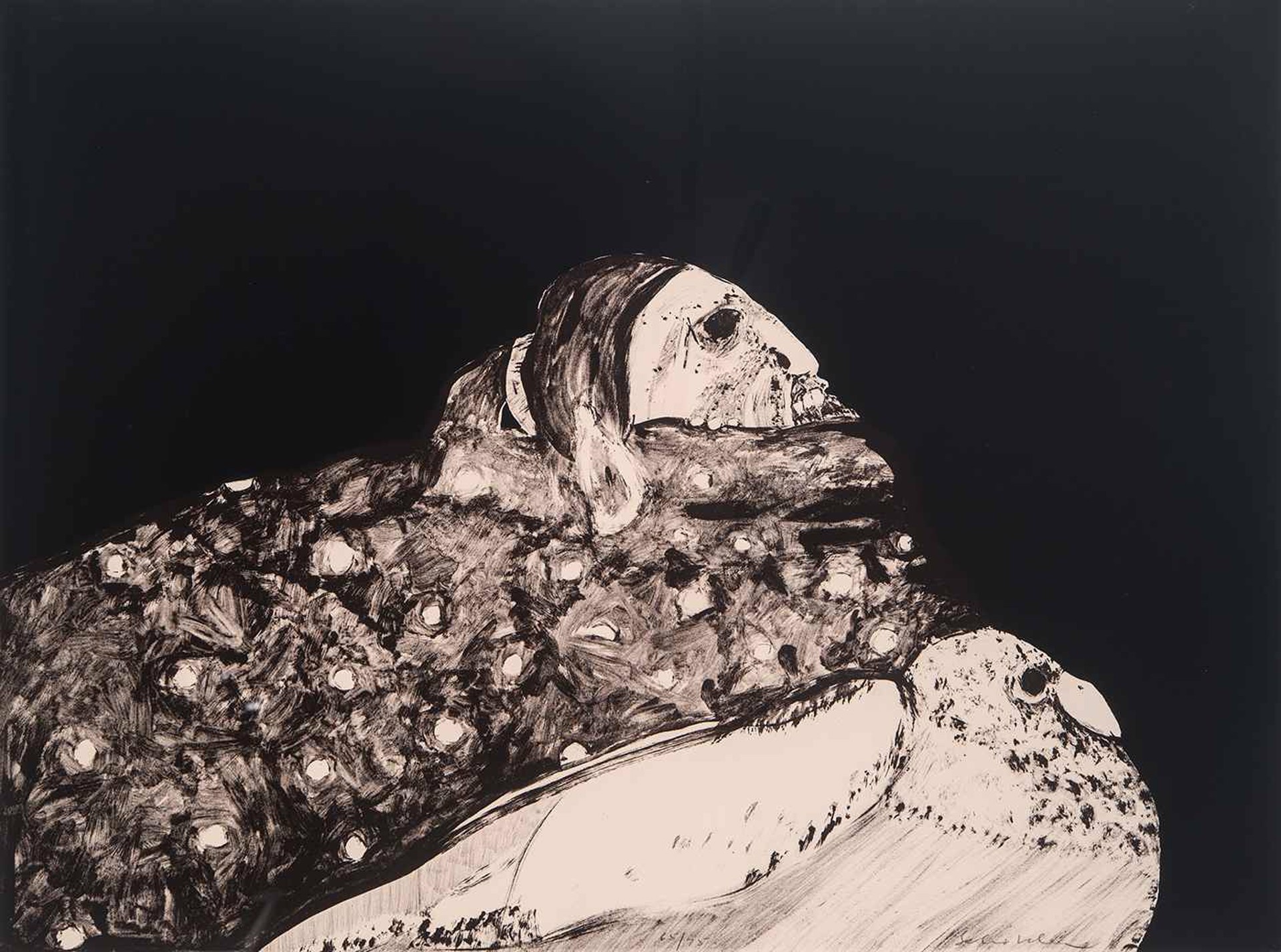 Indian with Pigeon (Ed. 65/75) by Fritz Scholder