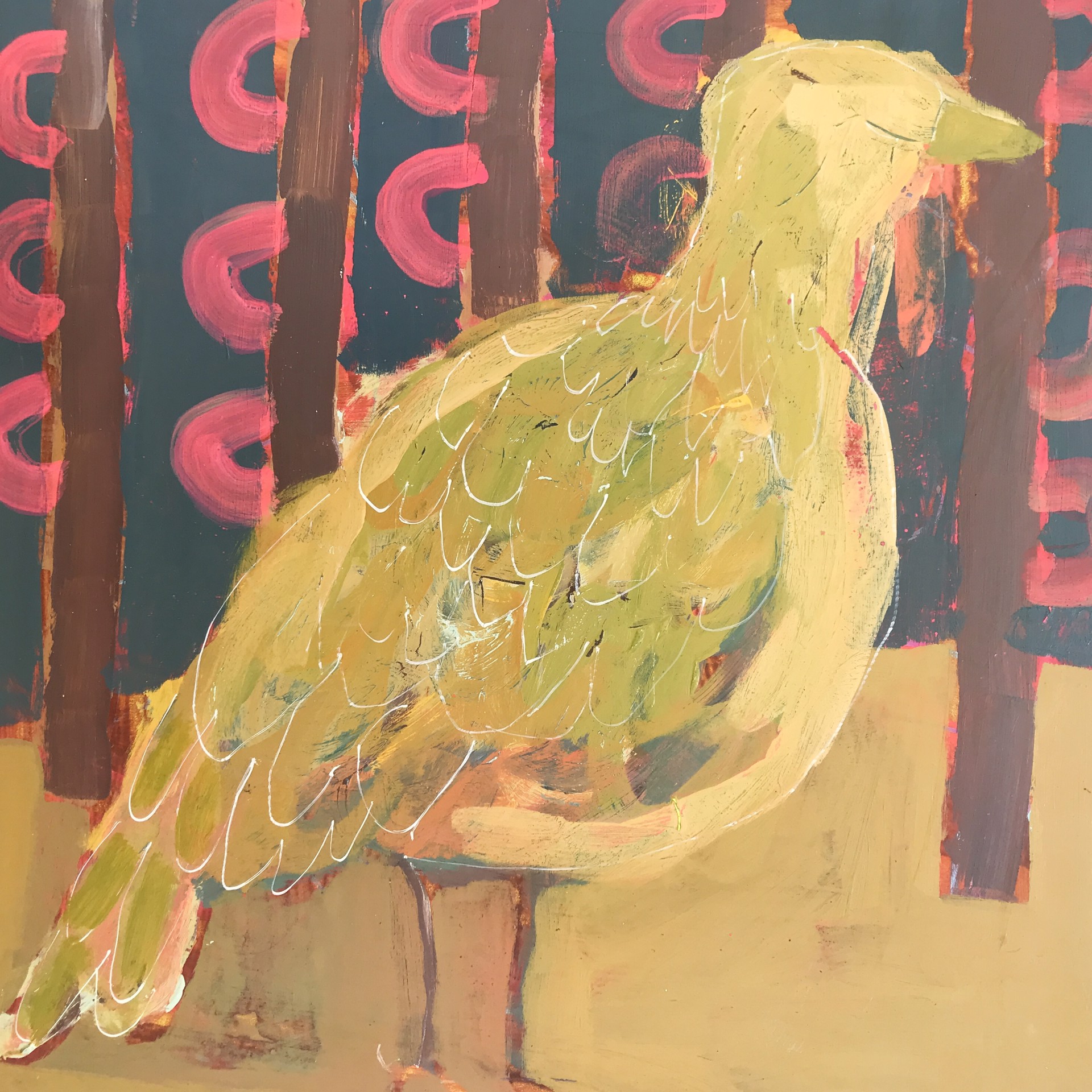 Yellow Pheasant Sleeping by Rachael Van Dyke