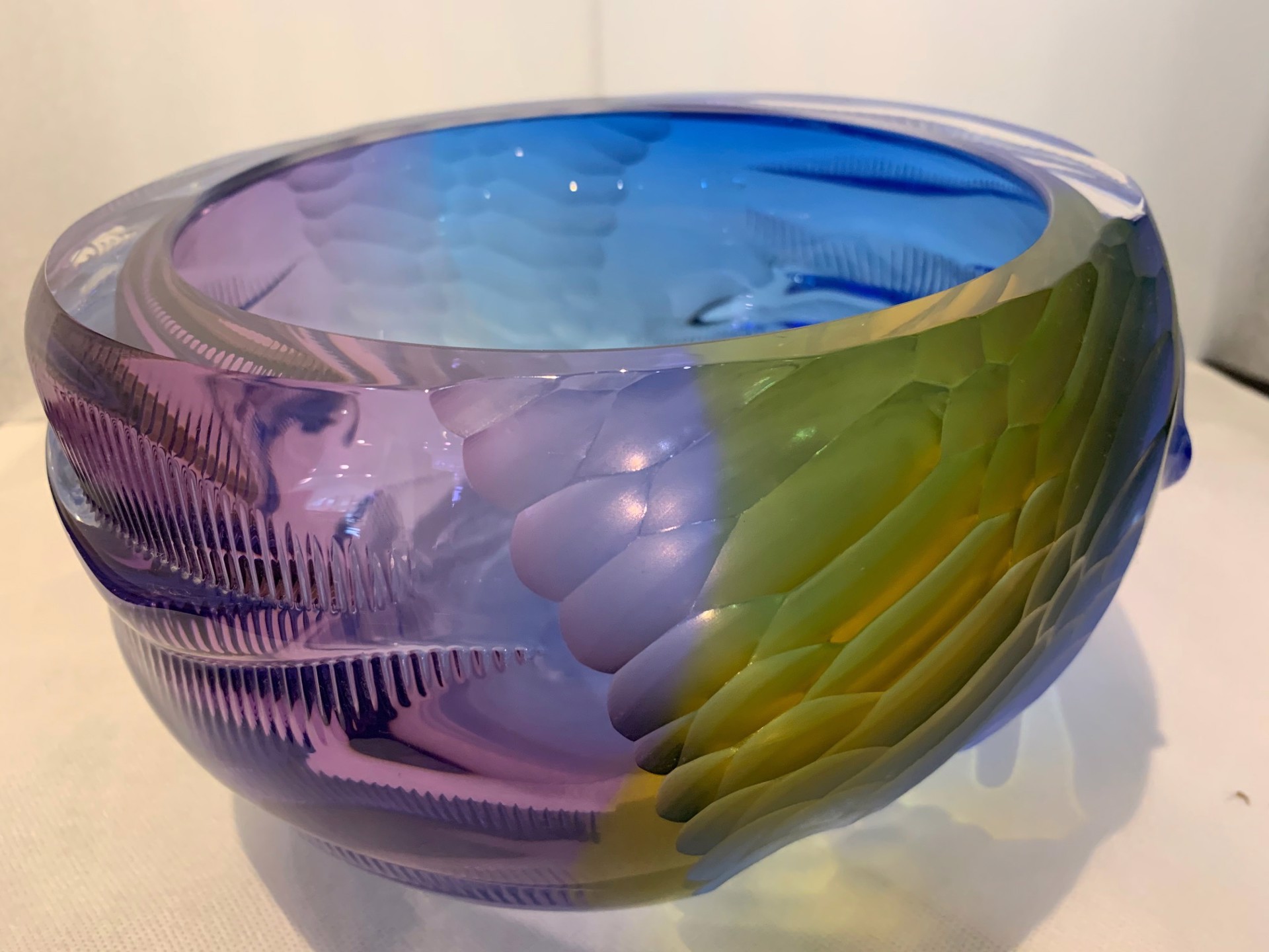 Texture Bowl #5 (Blue & Plum) by Leon Applebaum