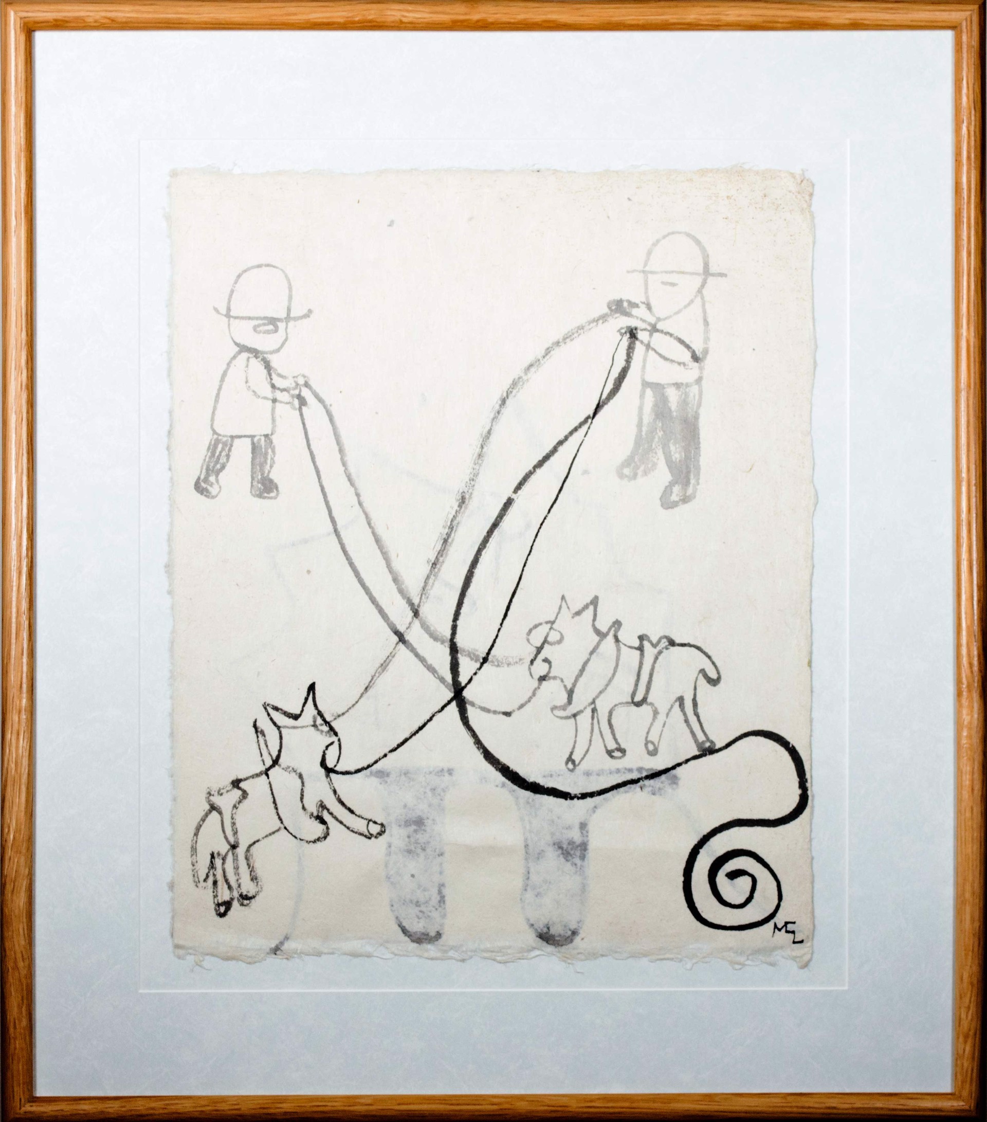 Plow Horses 2nd Ink Drawing on reverse by Miguel-Castro Leñero