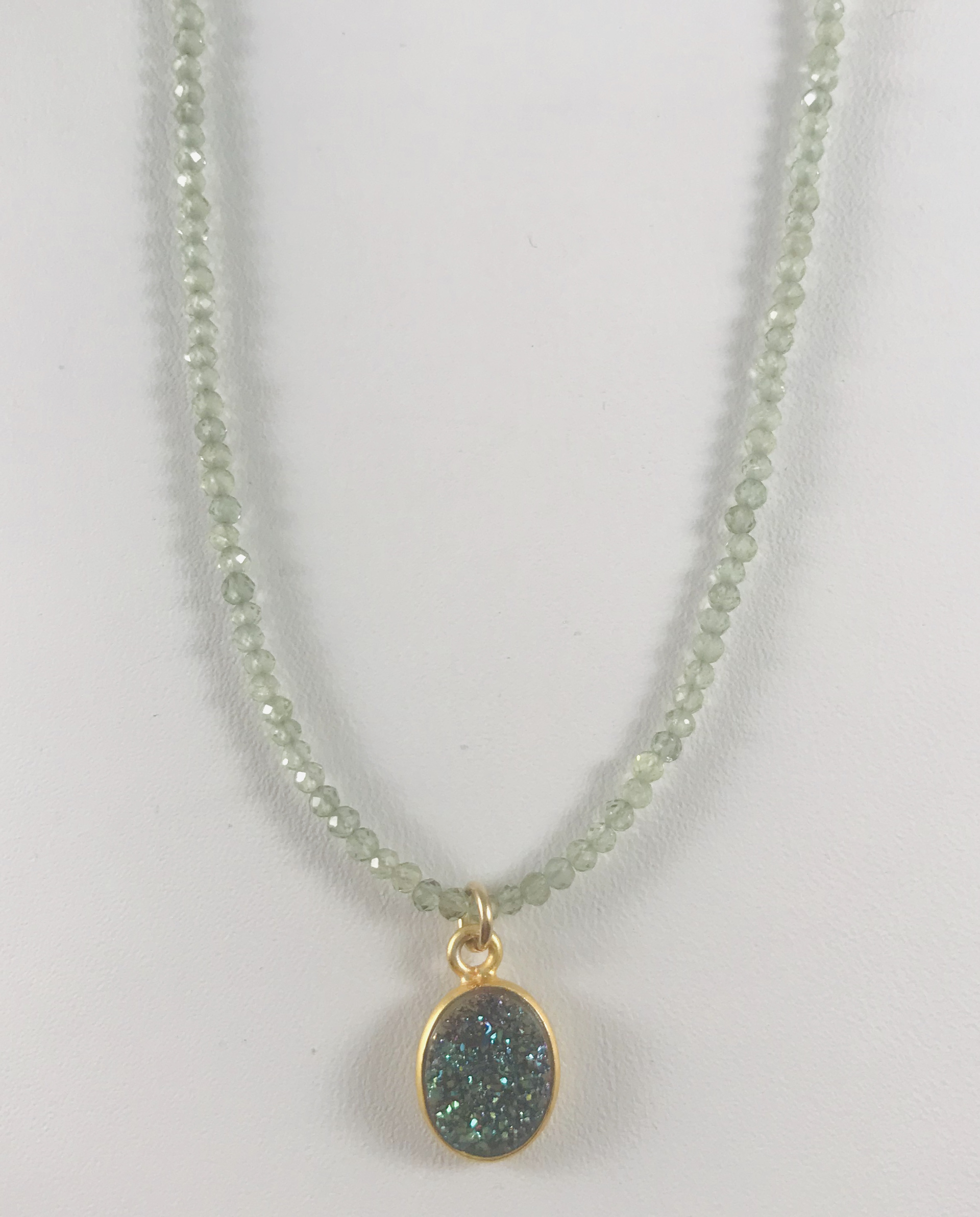  Tiny Prenite  Necklace, druzy quartz pendant, DN1 by Nance Trueworthy
