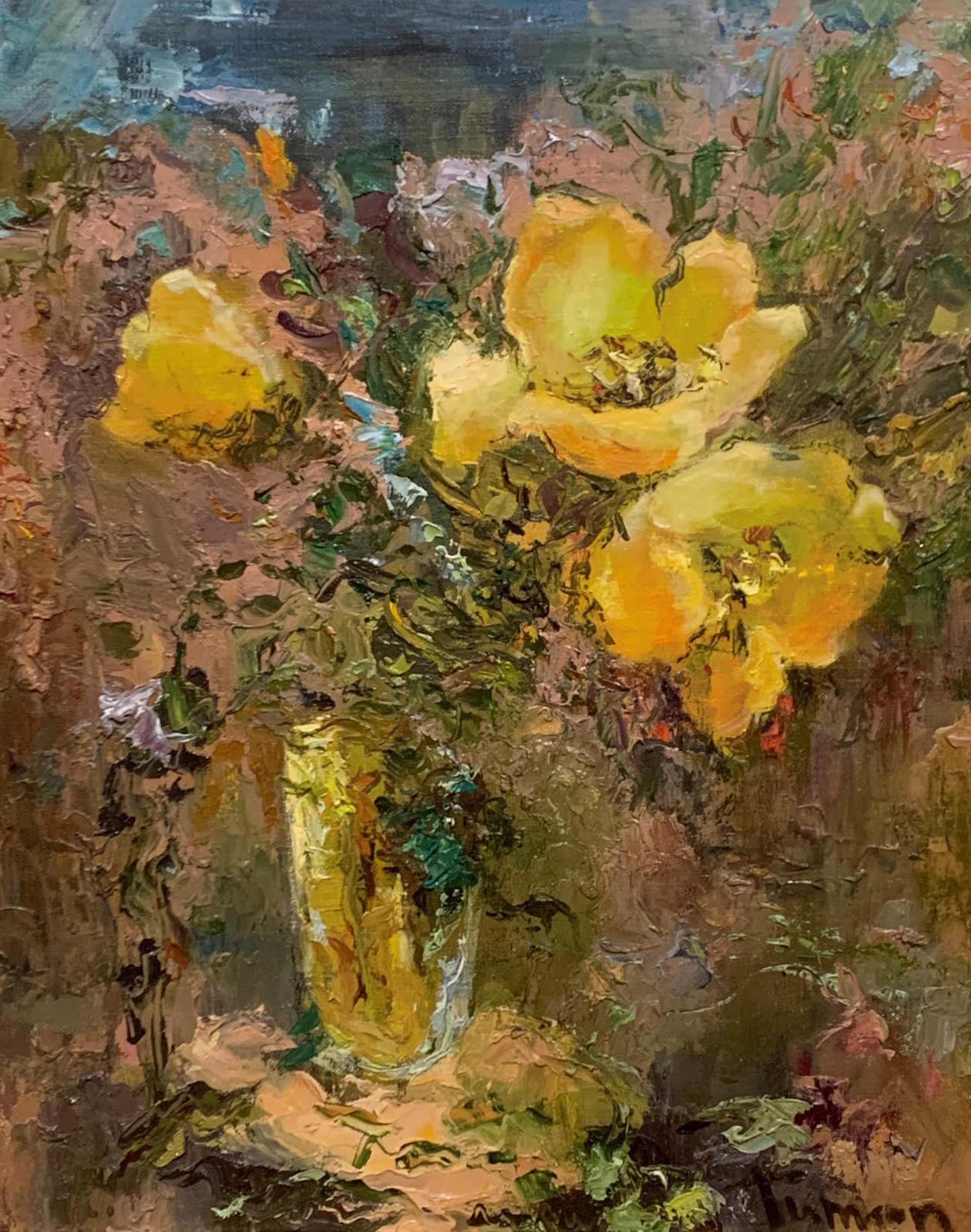 Still Life with Yellow Flowers by Tuman Zhumabaev