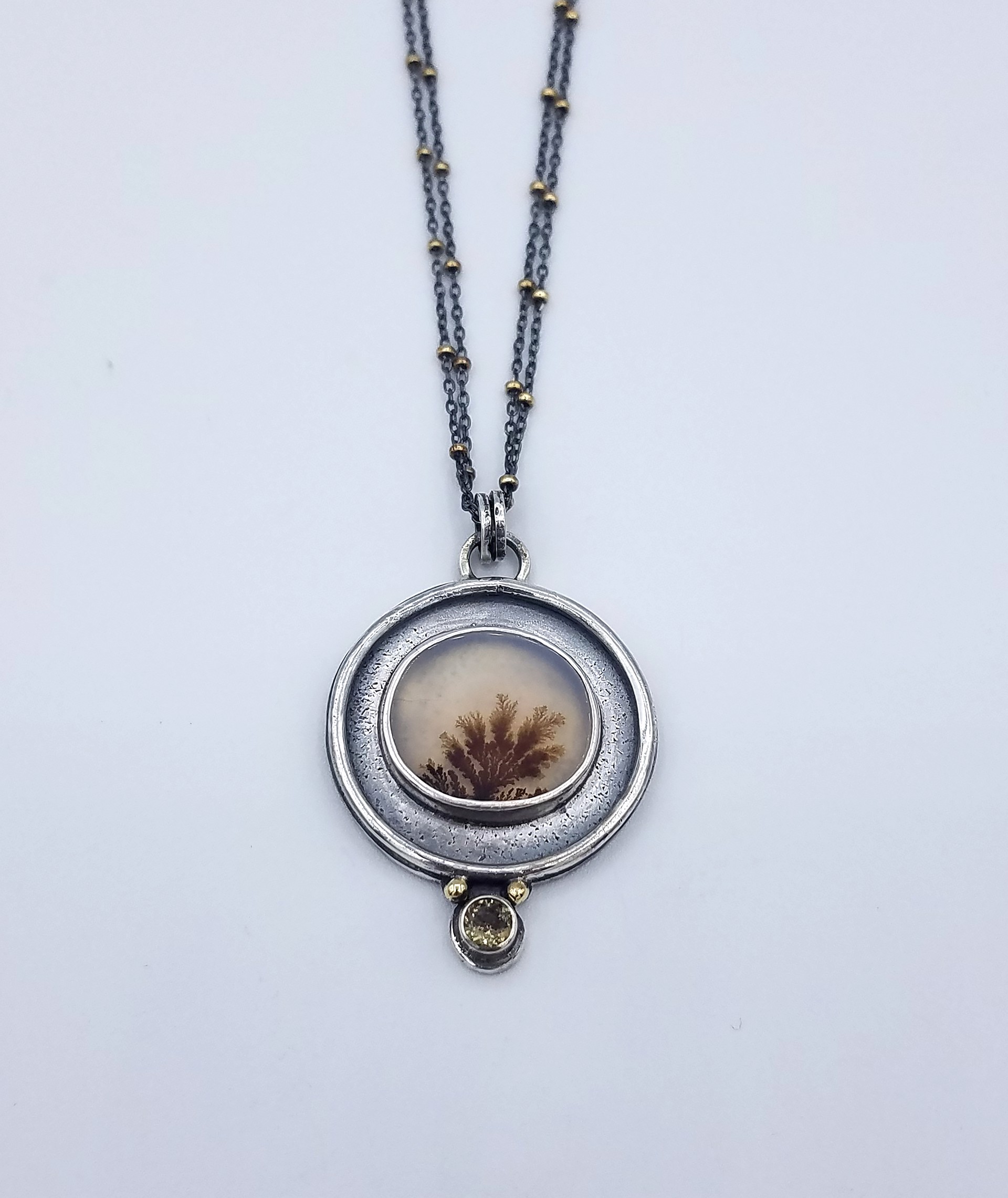 Dendritic Agate & Tourmaline Necklace by Anita Shuler
