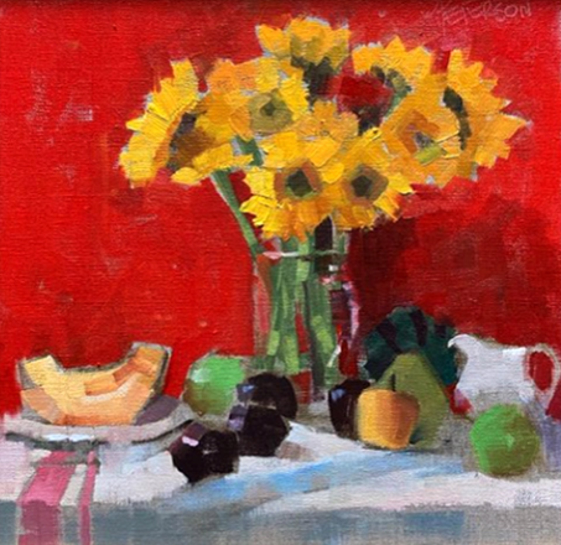 Sunflowers with Cantaloupe by Amy R. Peterson