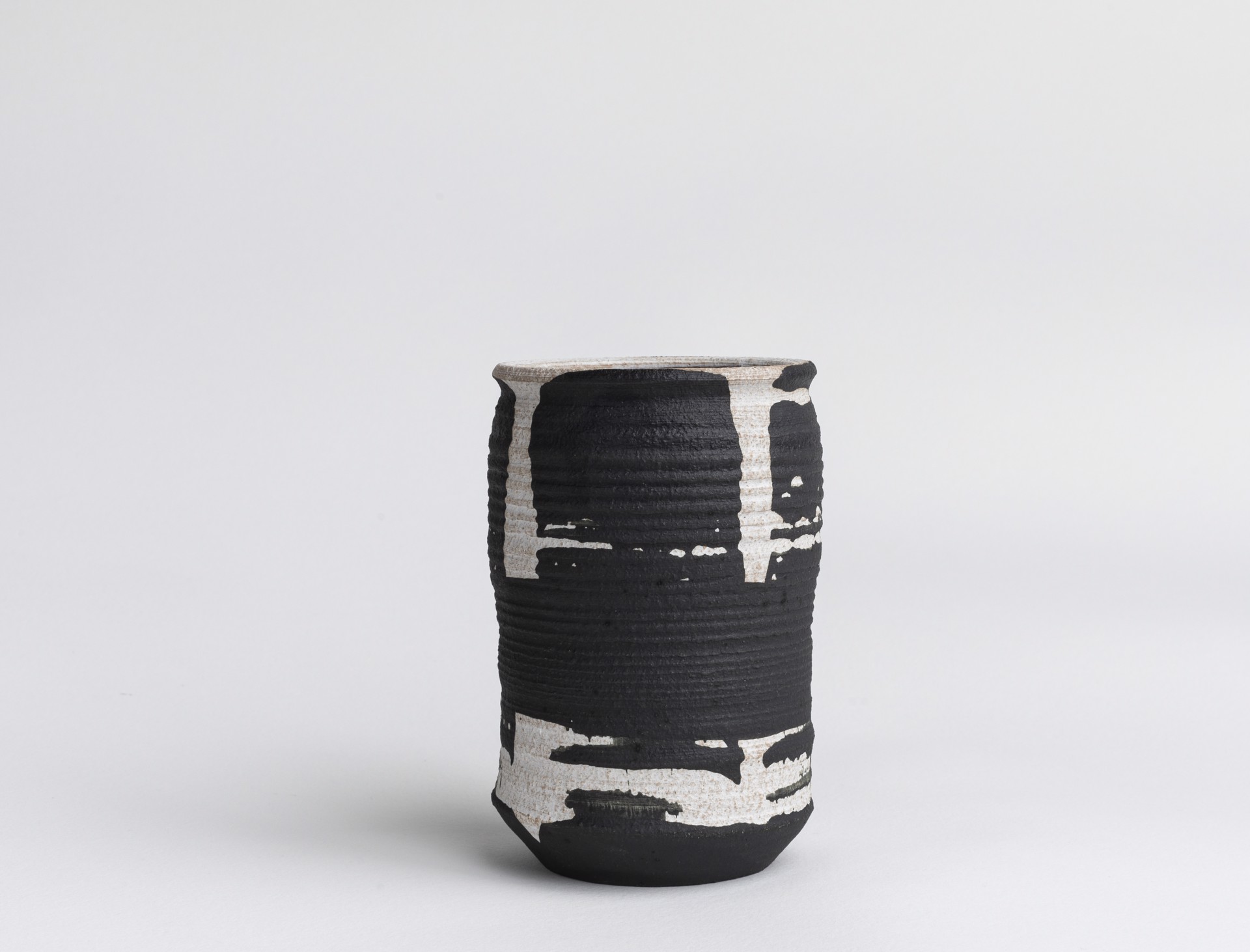 B&W Striped Tumbler Vase V by Glory Day Loflin Ceramics