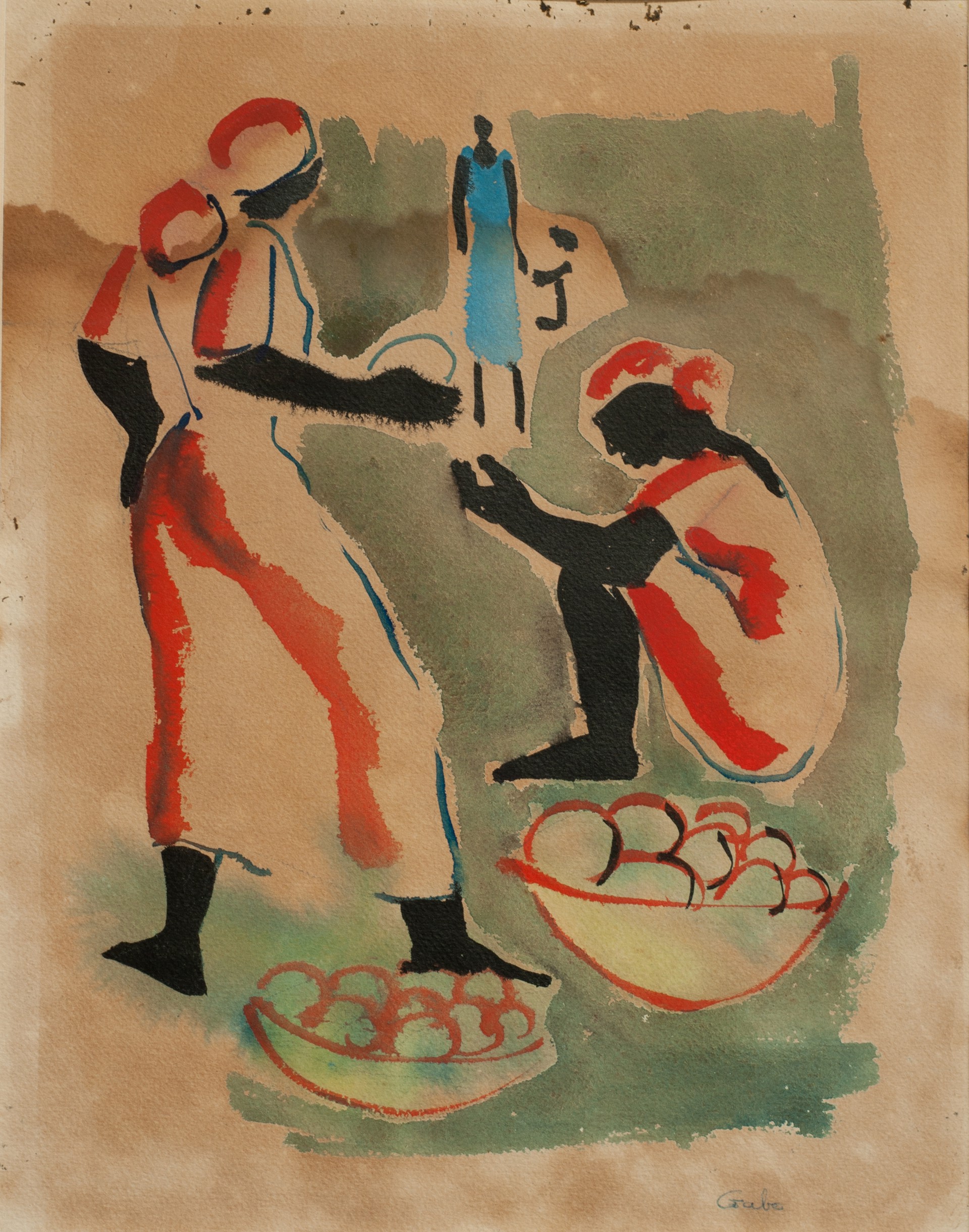 Merchants #43-396GSN by Jacques Gabriel (Haitian, 1934-1988)