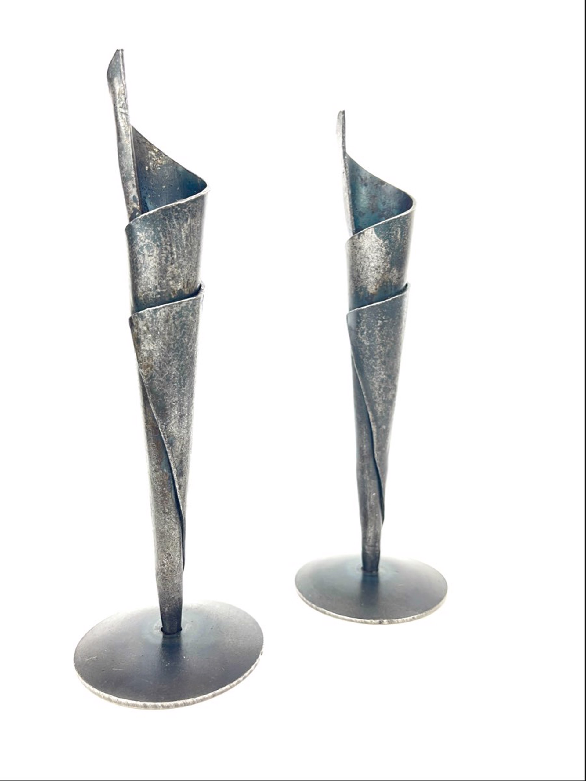 Cone Wrapped Candle Holders by Blackthorne Forge