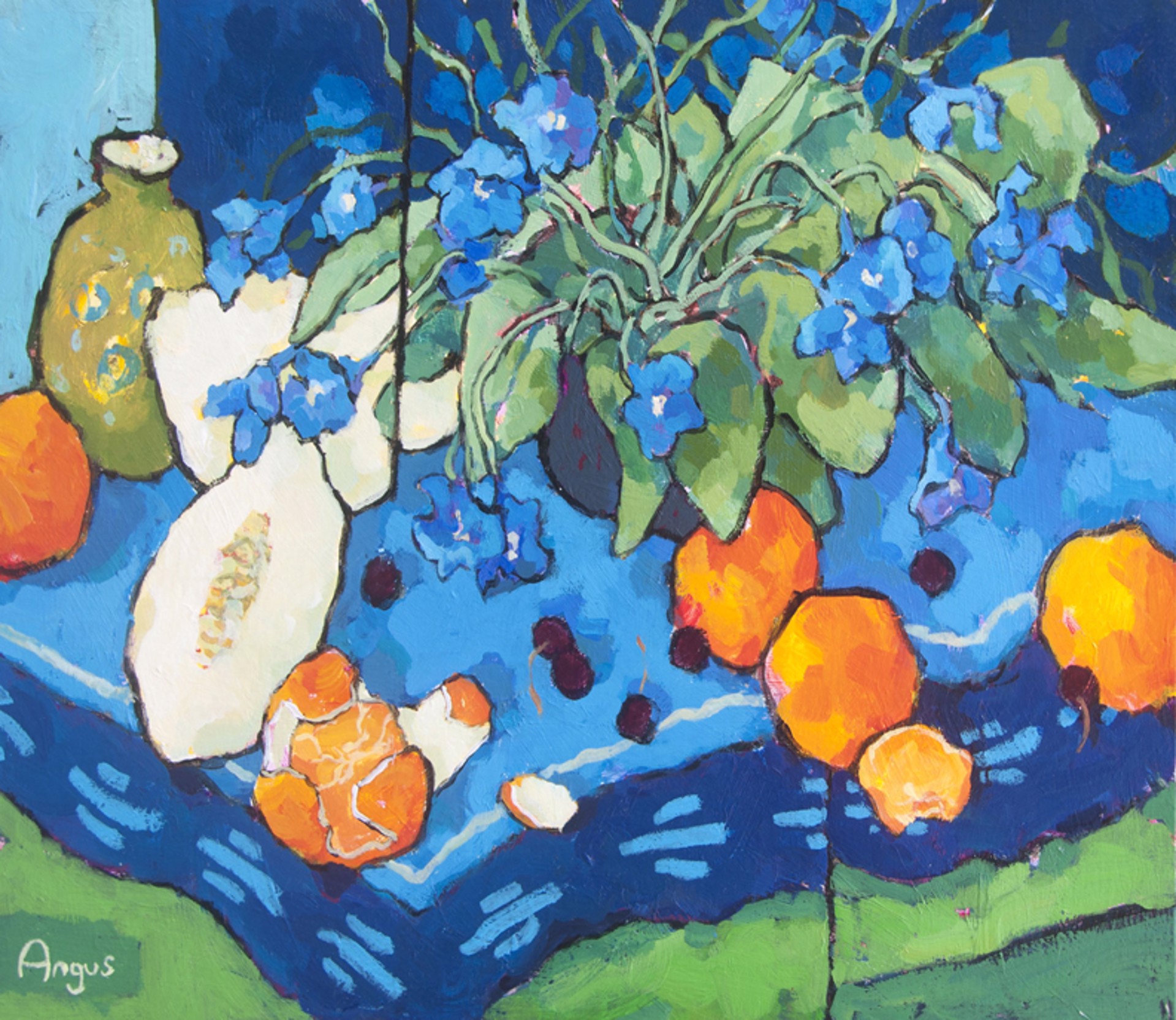 Arrangement of orange and blue by Angus