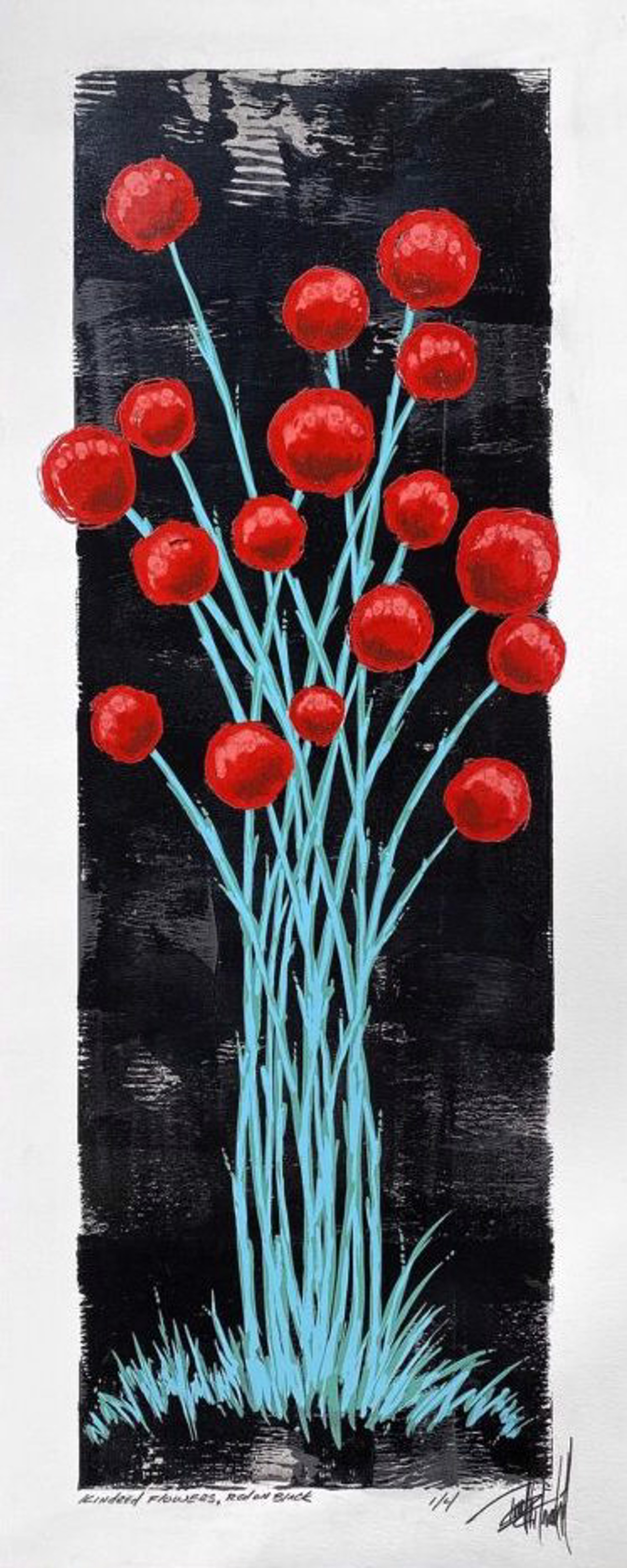 Kindred Flowers, Red on Black by Terrell Thornhill