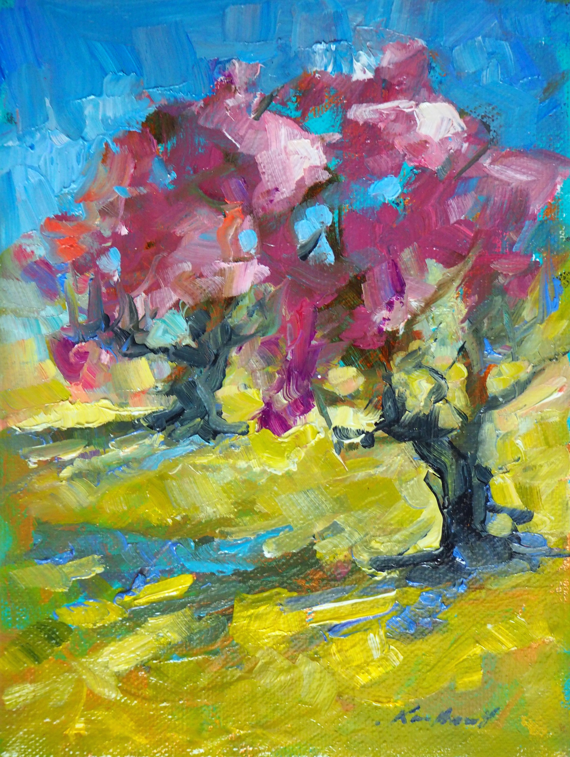 "Pink and Lavender Blossoms" original oil painting by Karen Hewitt Hagan