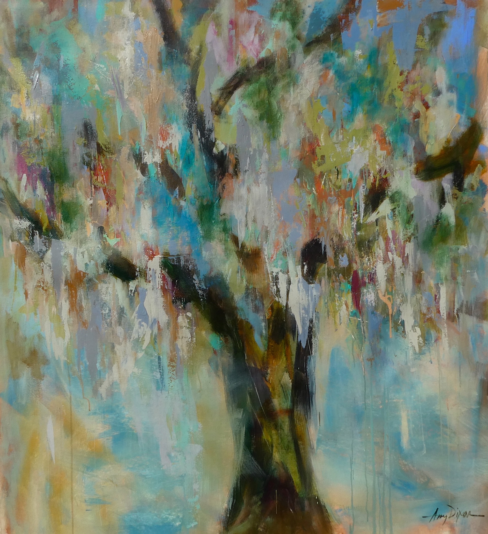 "Under the Oak" original mixed media painting by Amy Dixon