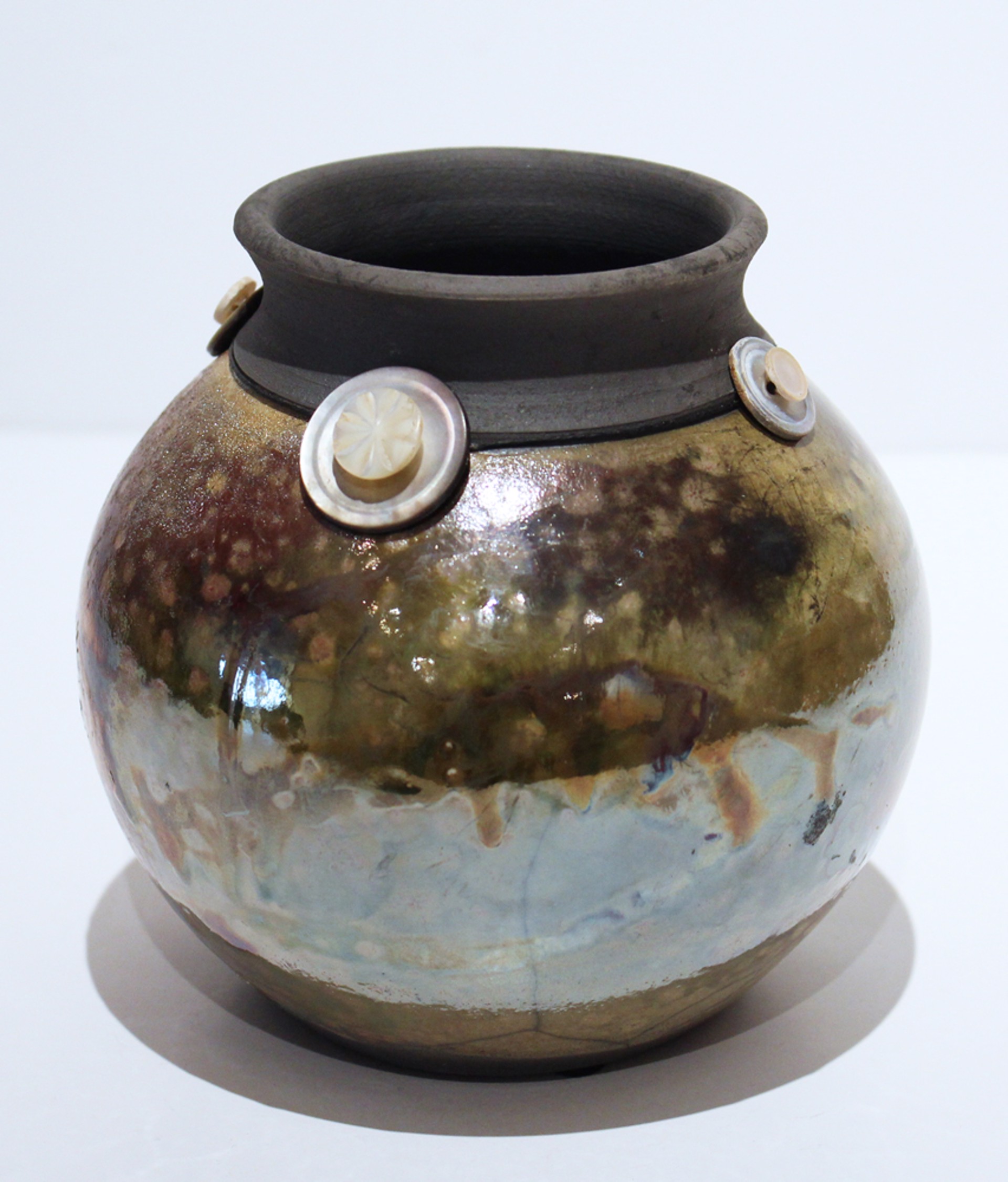 Large Pot with Mop Button & Shell by Mary Lynn Portera