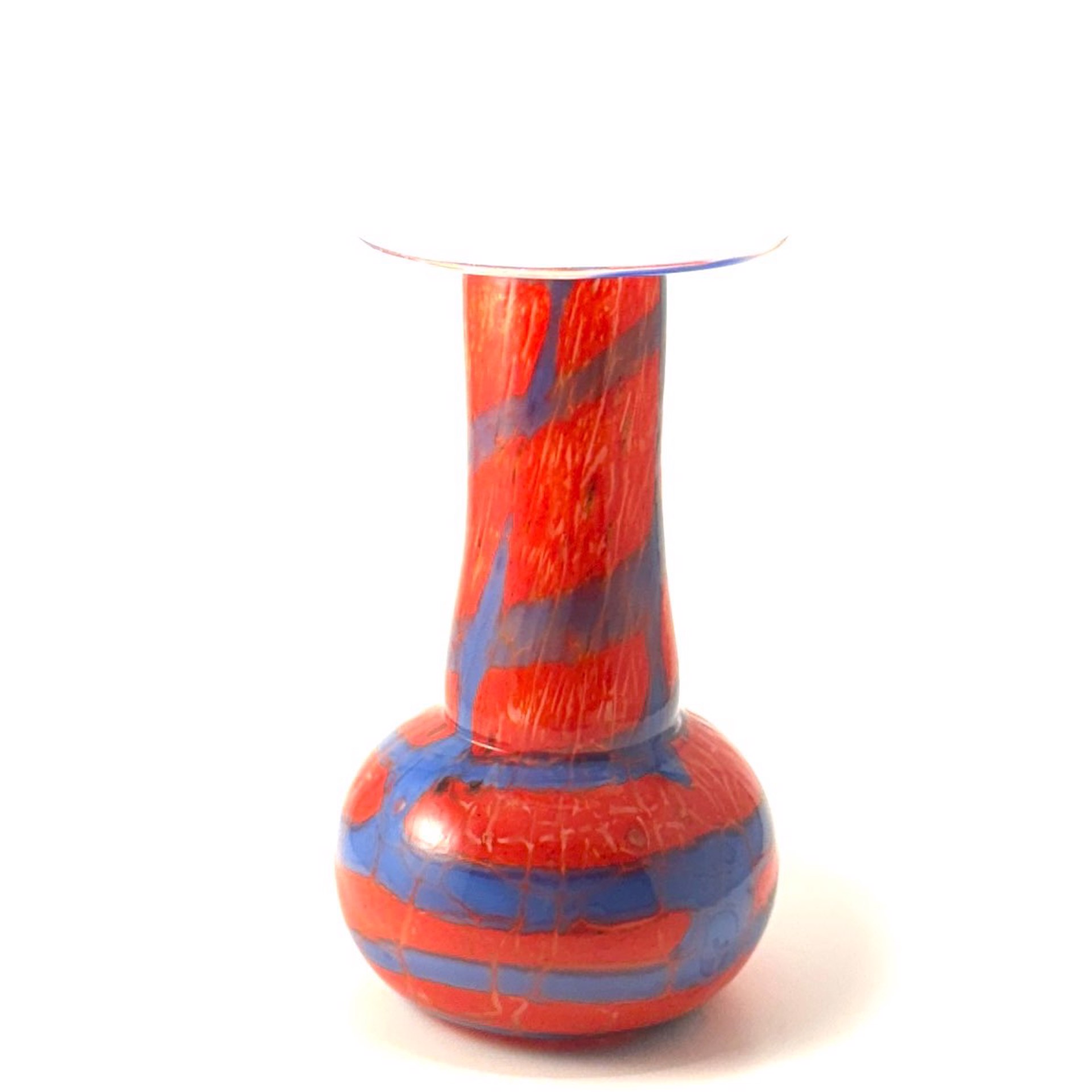 Orange and Periwinkle Vase JG23-8 by John Glass