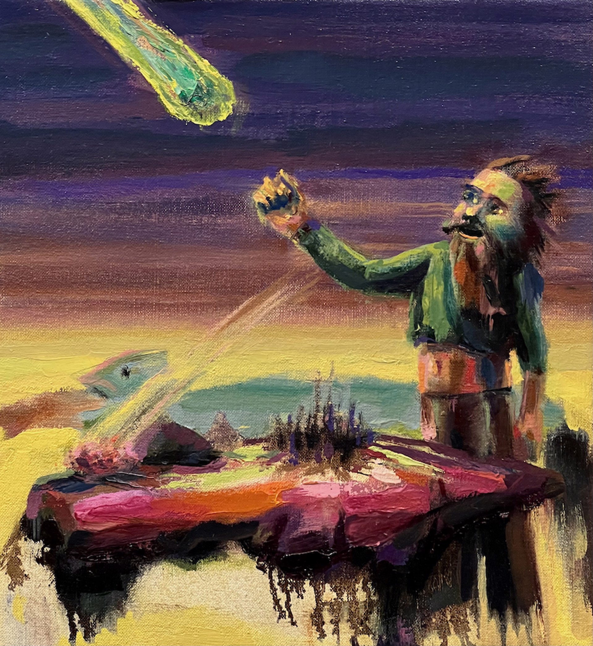 Fist Bumping A Meteor Over The Small World by Thomas Whittaker Kidd