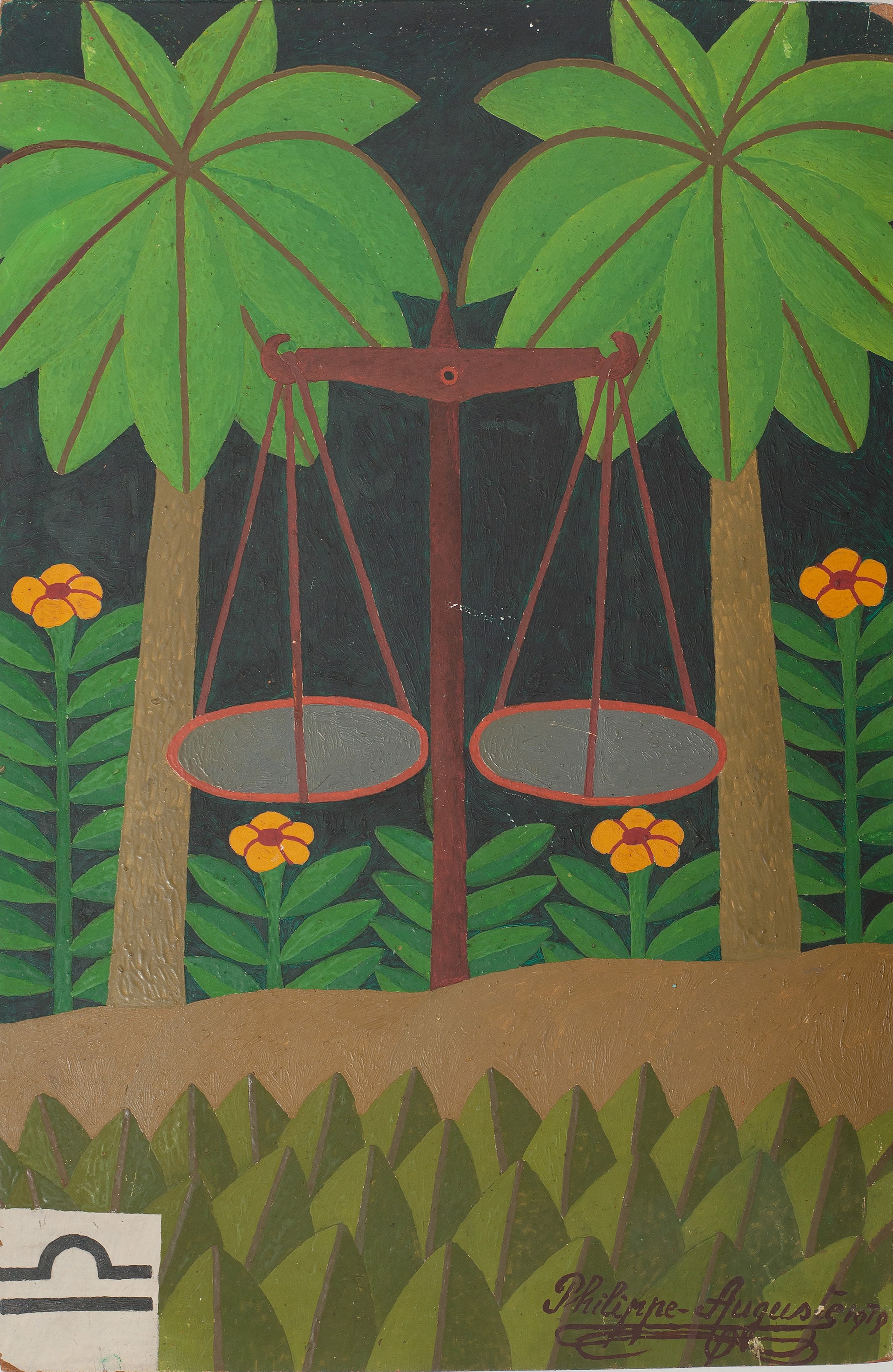 Libra Zodiac Sign #13-3-96GSN by Salnave Philippe Auguste (Haitian, 1908-1989)
