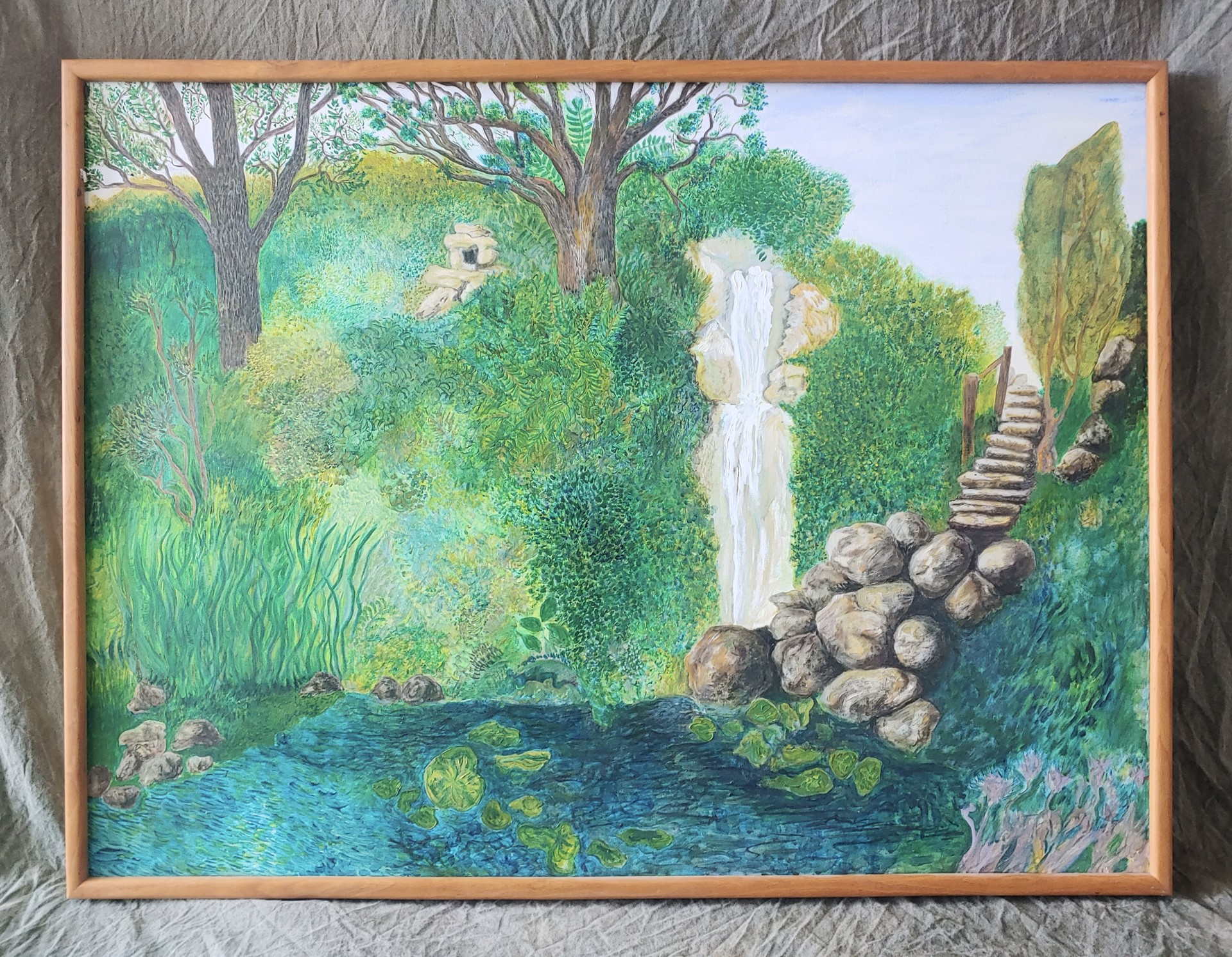 Zilker Falls - Painting by David Amdur