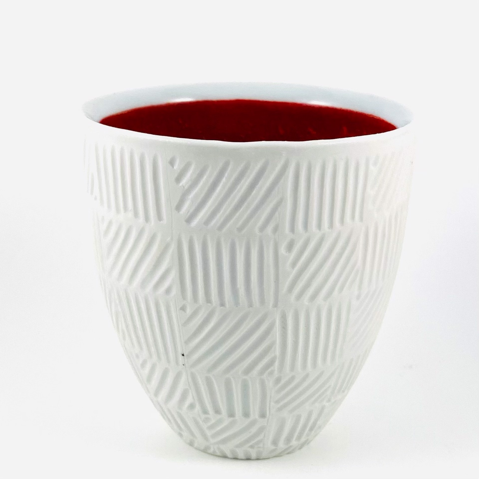 Textured Cup with Wine Red Glazed Interior AJ21-9 by Ann John