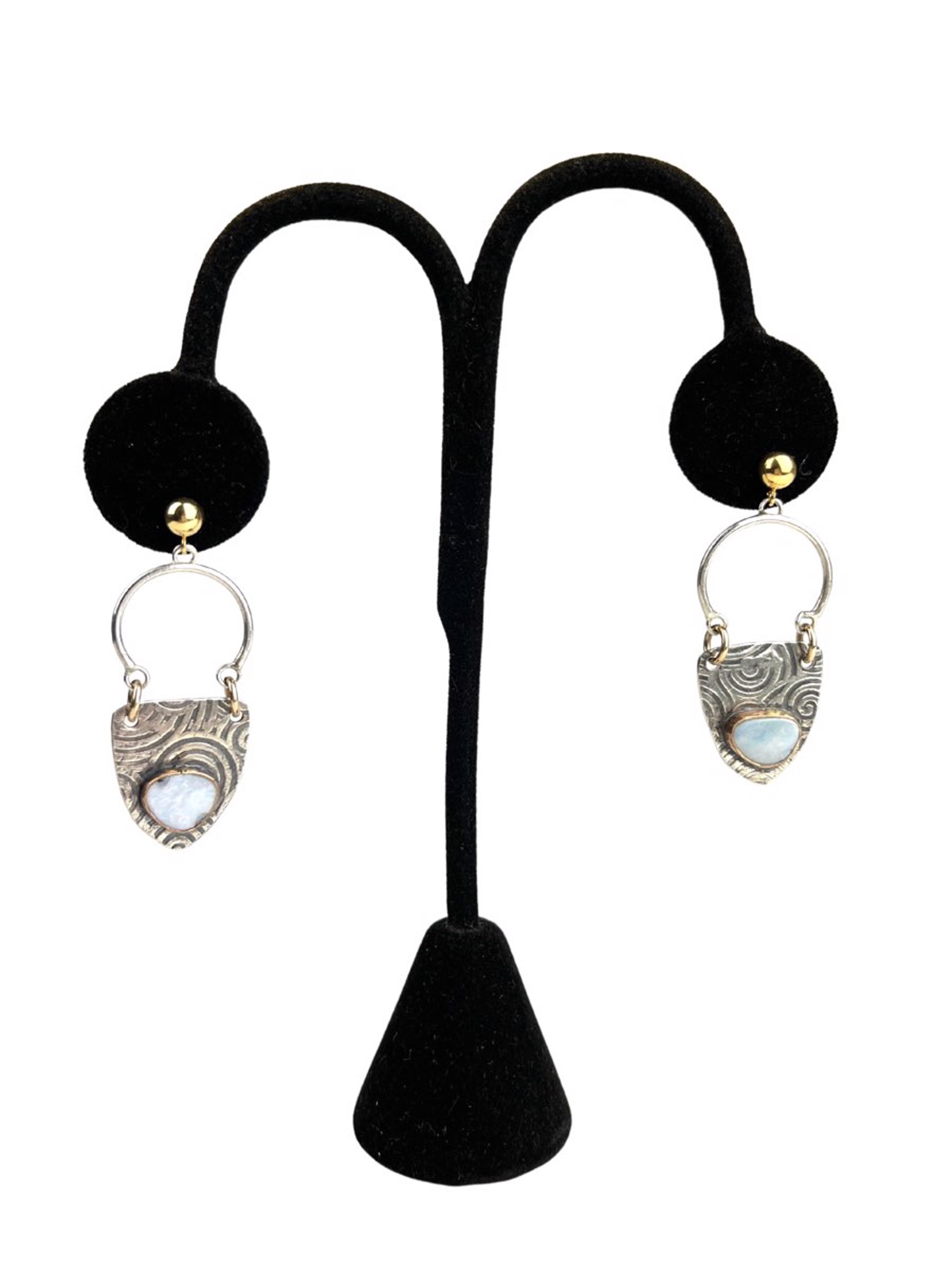Sterling Silver, 14K GF and Australian Opal Earrings by Nola Smodic