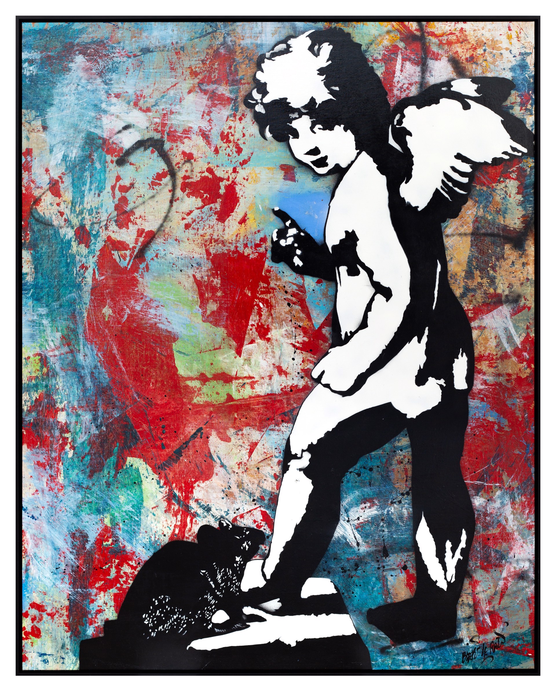 Angel With Rat Red by Blek Le Rat