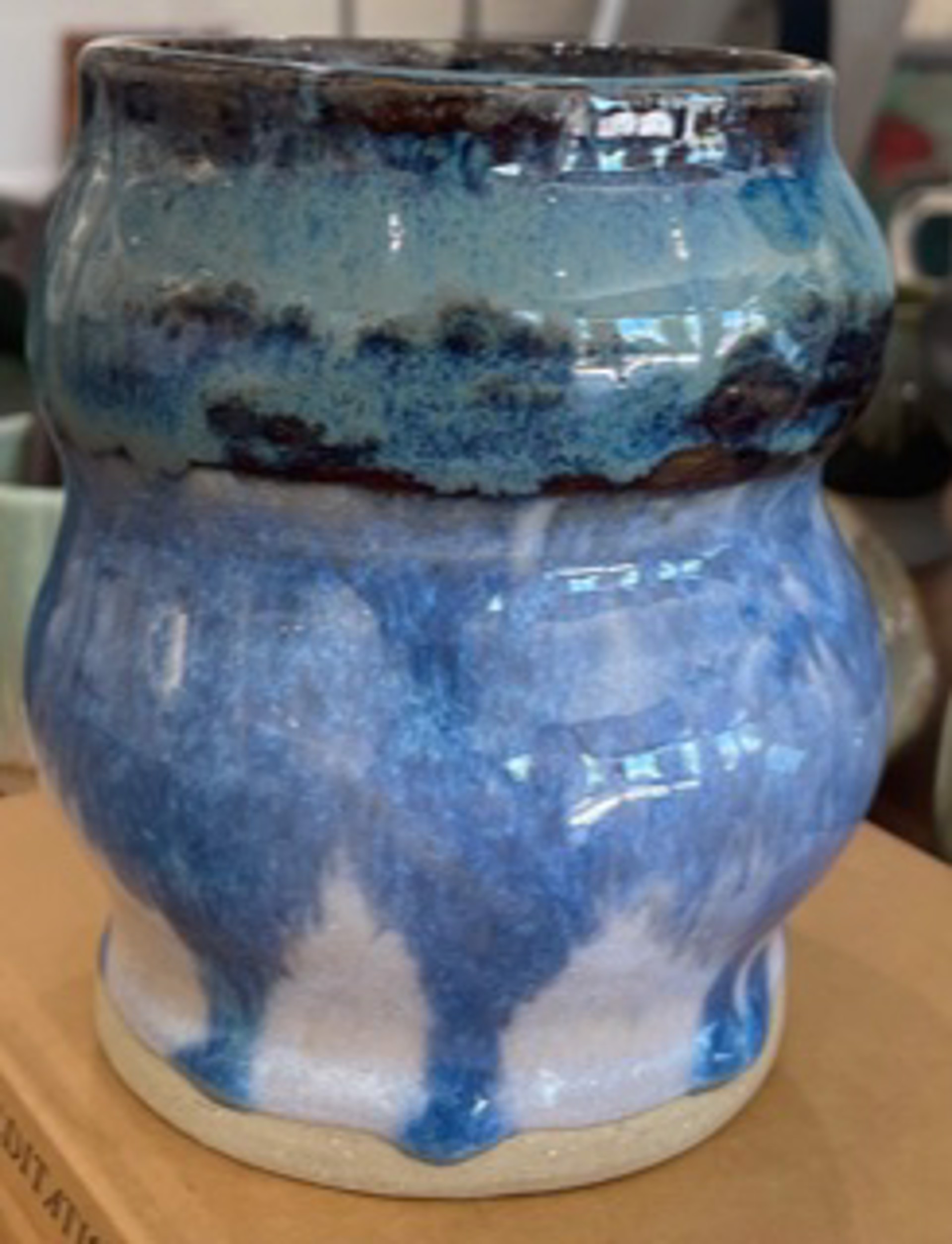 Medium Vase Ridged Blue by Dana Finimore