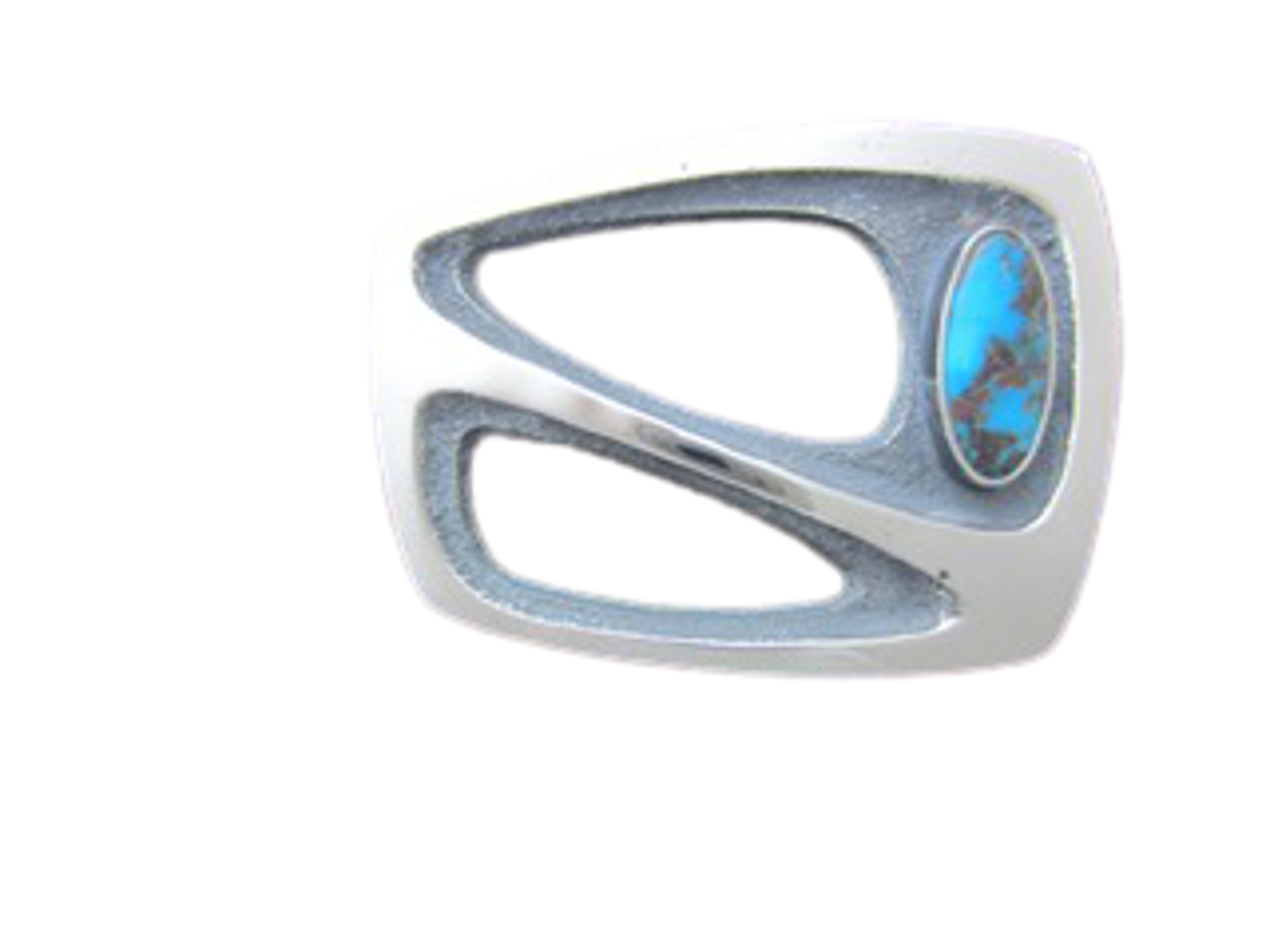 Belt Buckle - Sandcast Sterling Silver With Bisbee Turquoise #8/12  - 468 by Ken and Barbara Newman