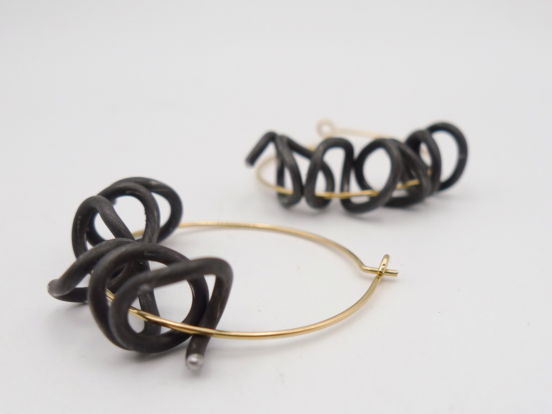 Medium Coily Threaded Hoopwire Earrings by Susanne Henry