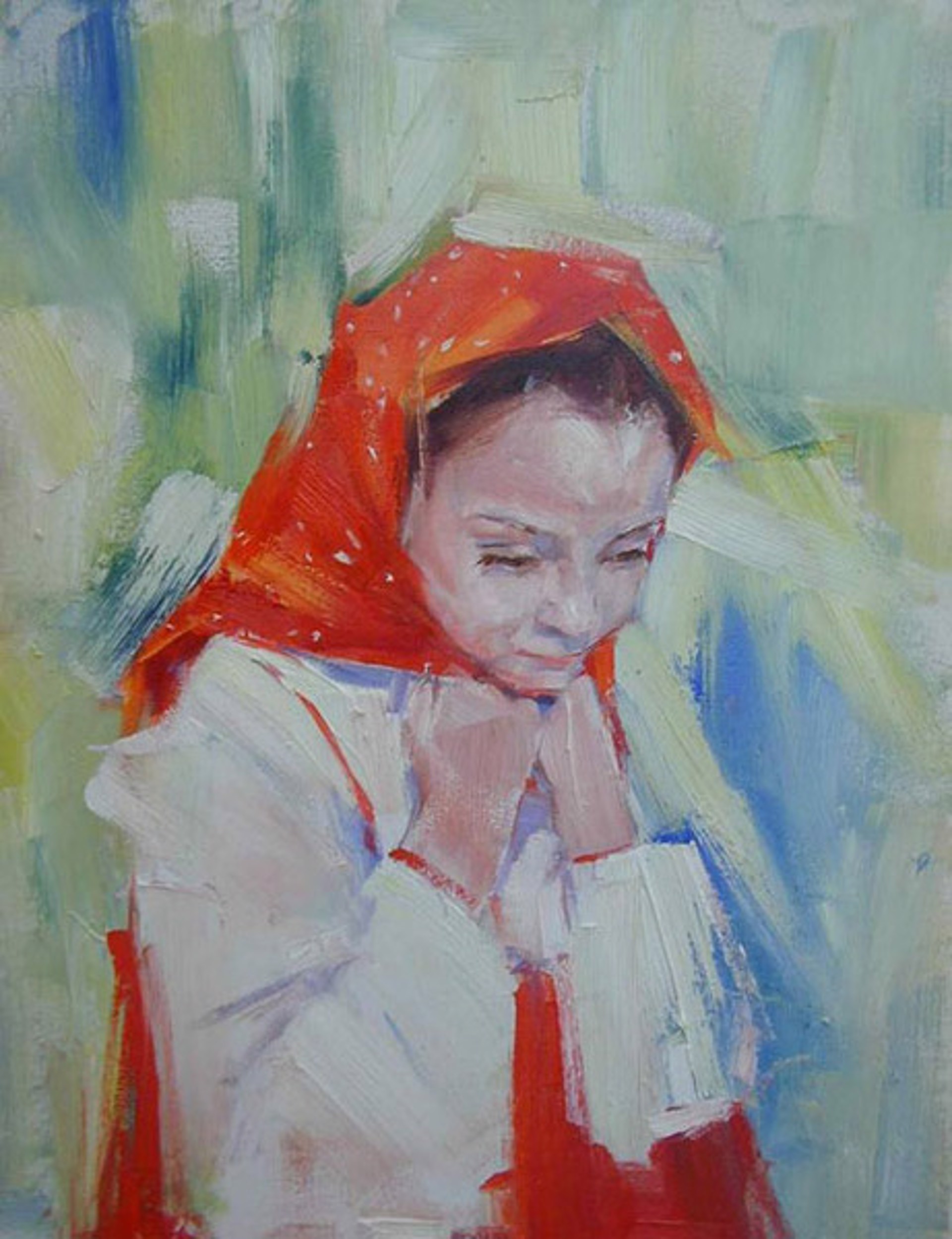 Girl in a Red Scarf by Yana Golubyatnikova