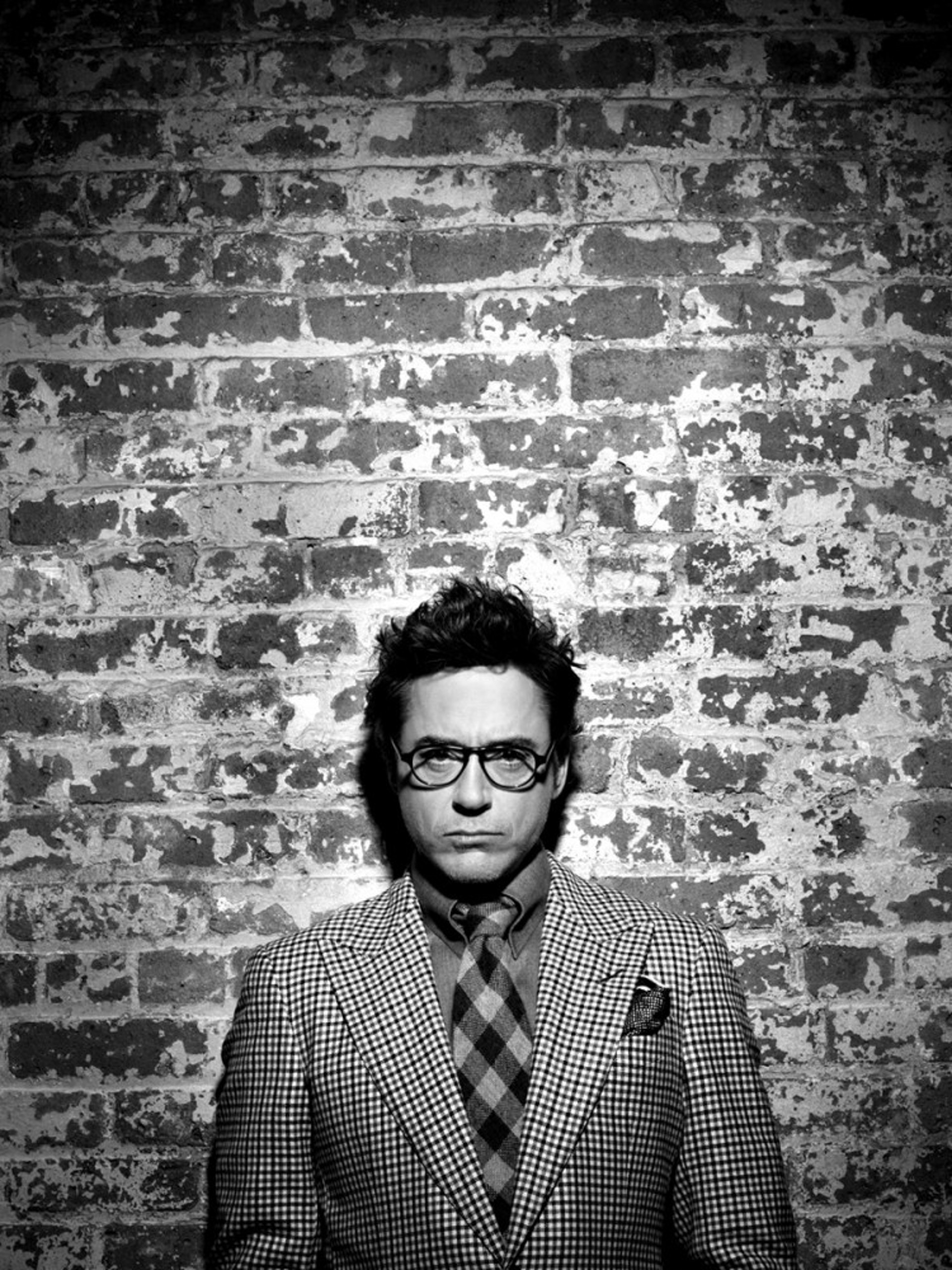 10003 Robert Downey Jr. Brick Wall BW by Timothy White