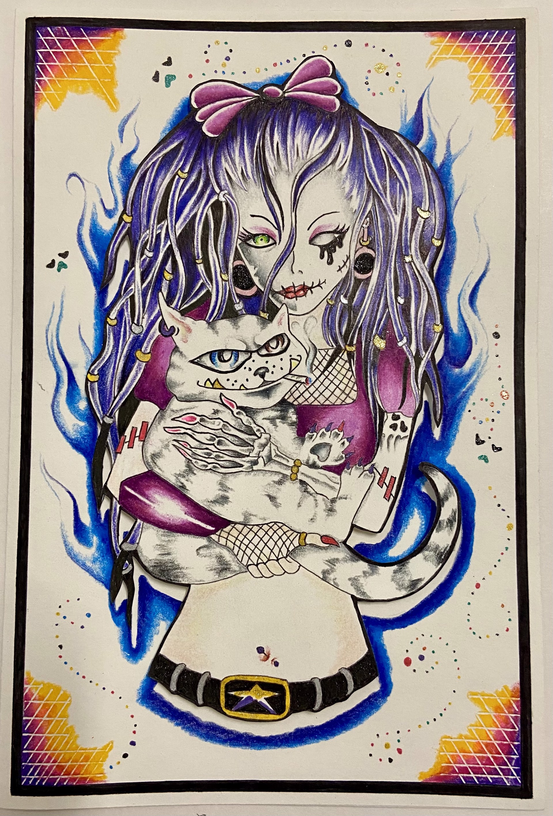 Zombie Girl & Cat Card by Tom McGrath