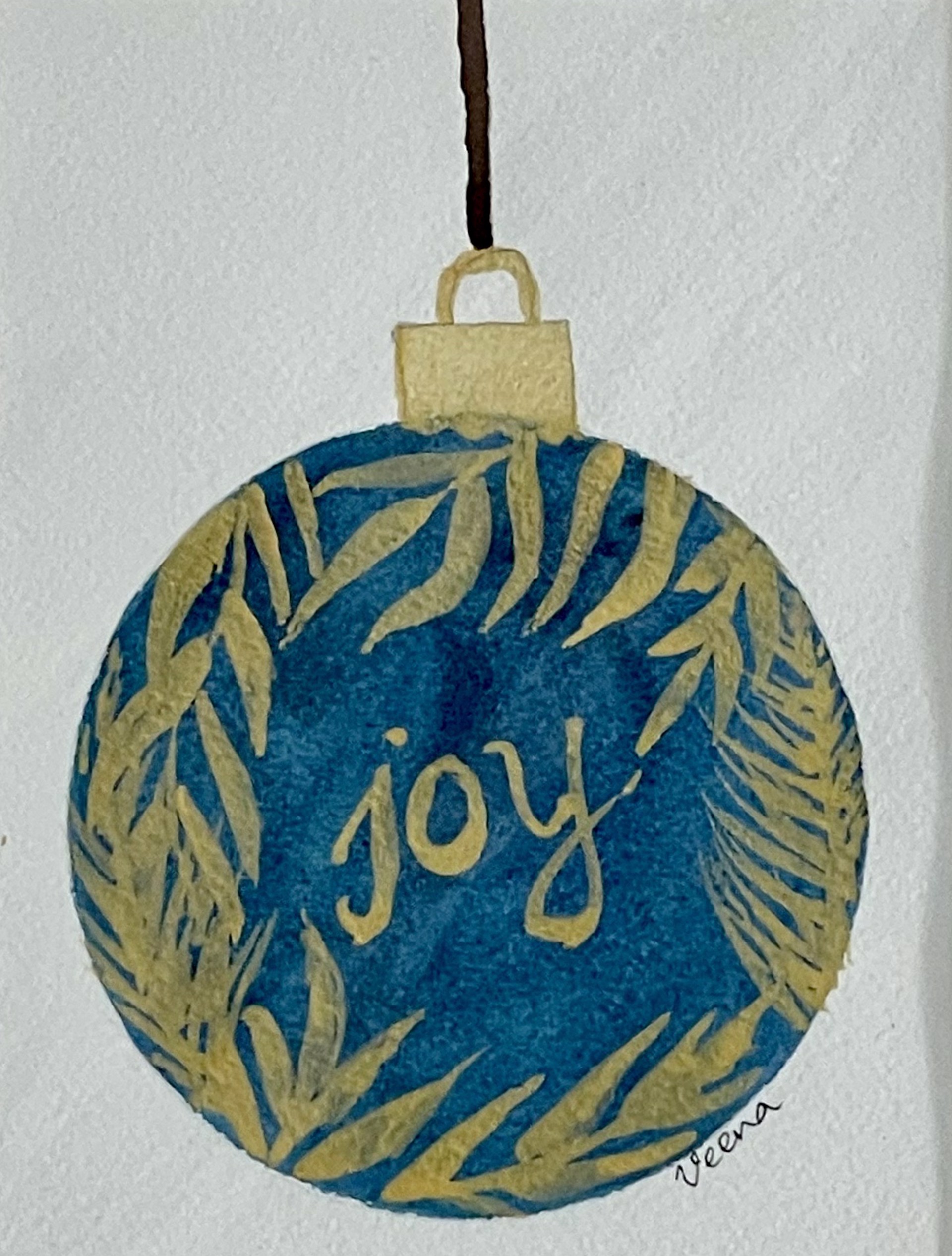 Green & Gold Joy Ornament by Veena Raj