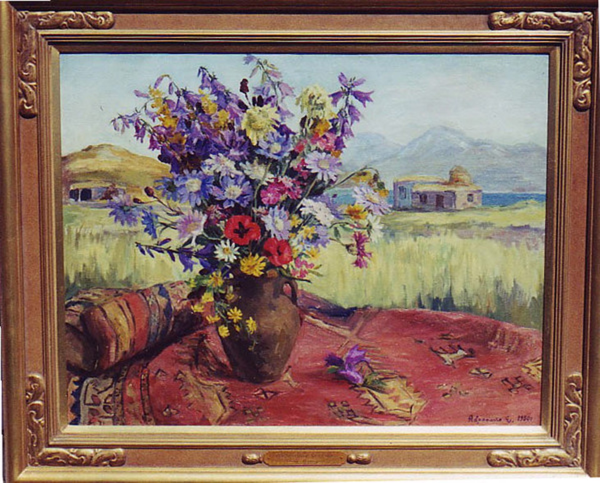 Vase of Flowers on a Carpet by Elena Abramyan