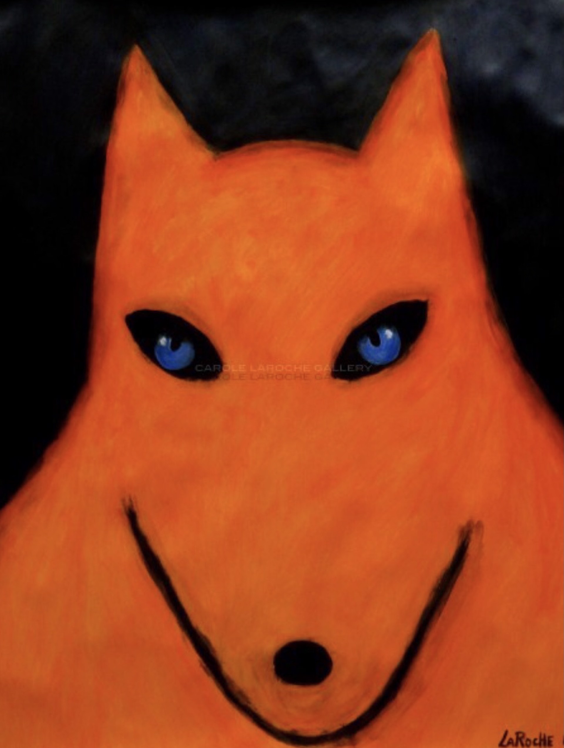 Commission: Orange Wolf/Blue Eyes by Carole LaRoche