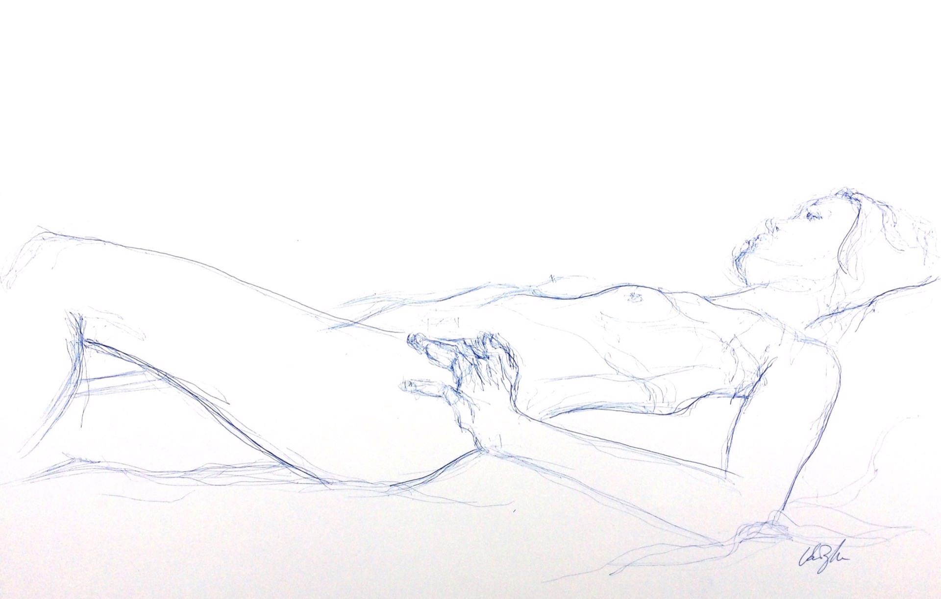 Reclining Nude with Hand on Hip by Rachael Van Dyke