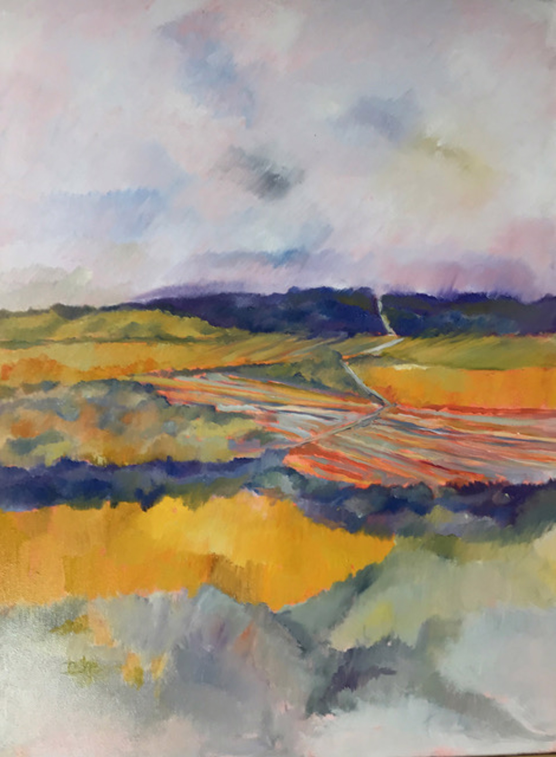 Yellow Field Along Lindsey Road by Beverly Dodge Radefeld