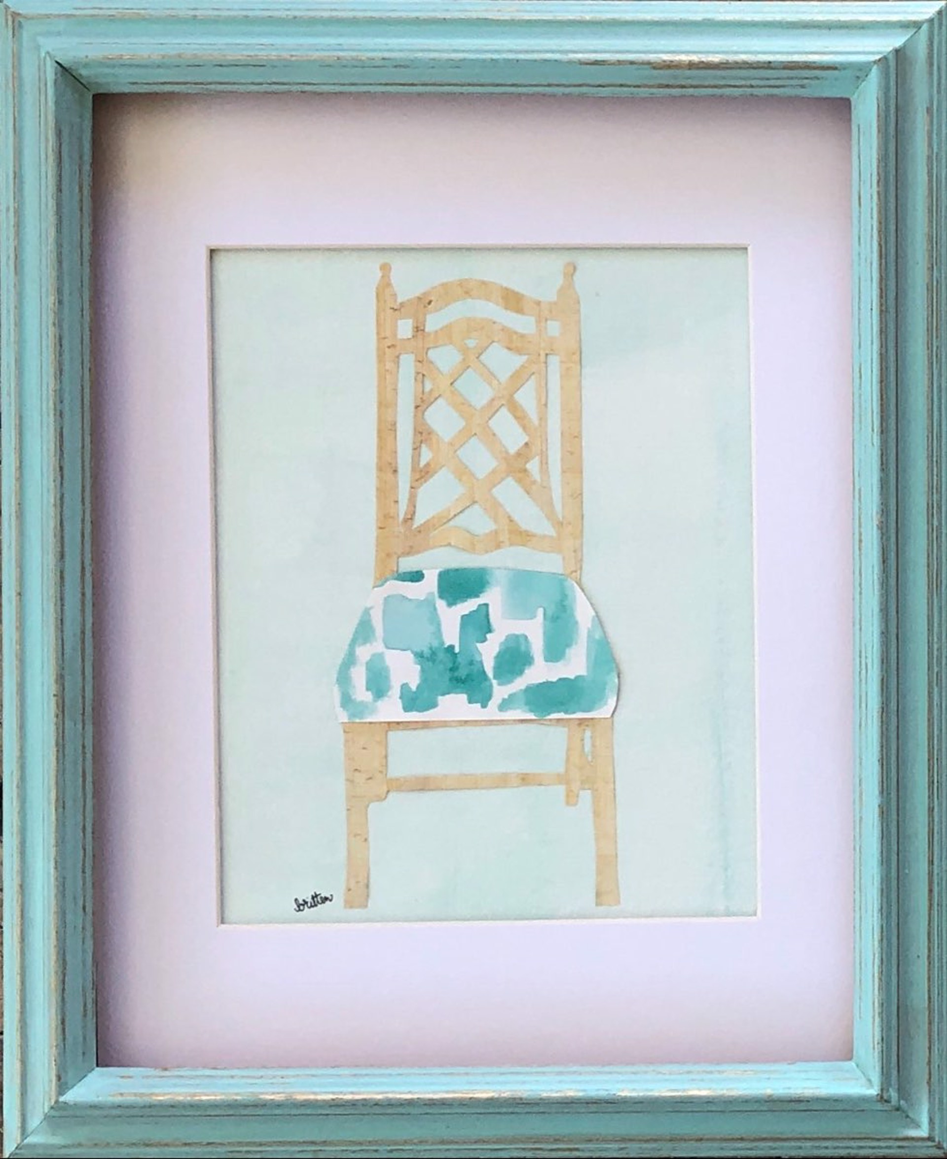 Ikat Chair In Aqua by Meg Britten