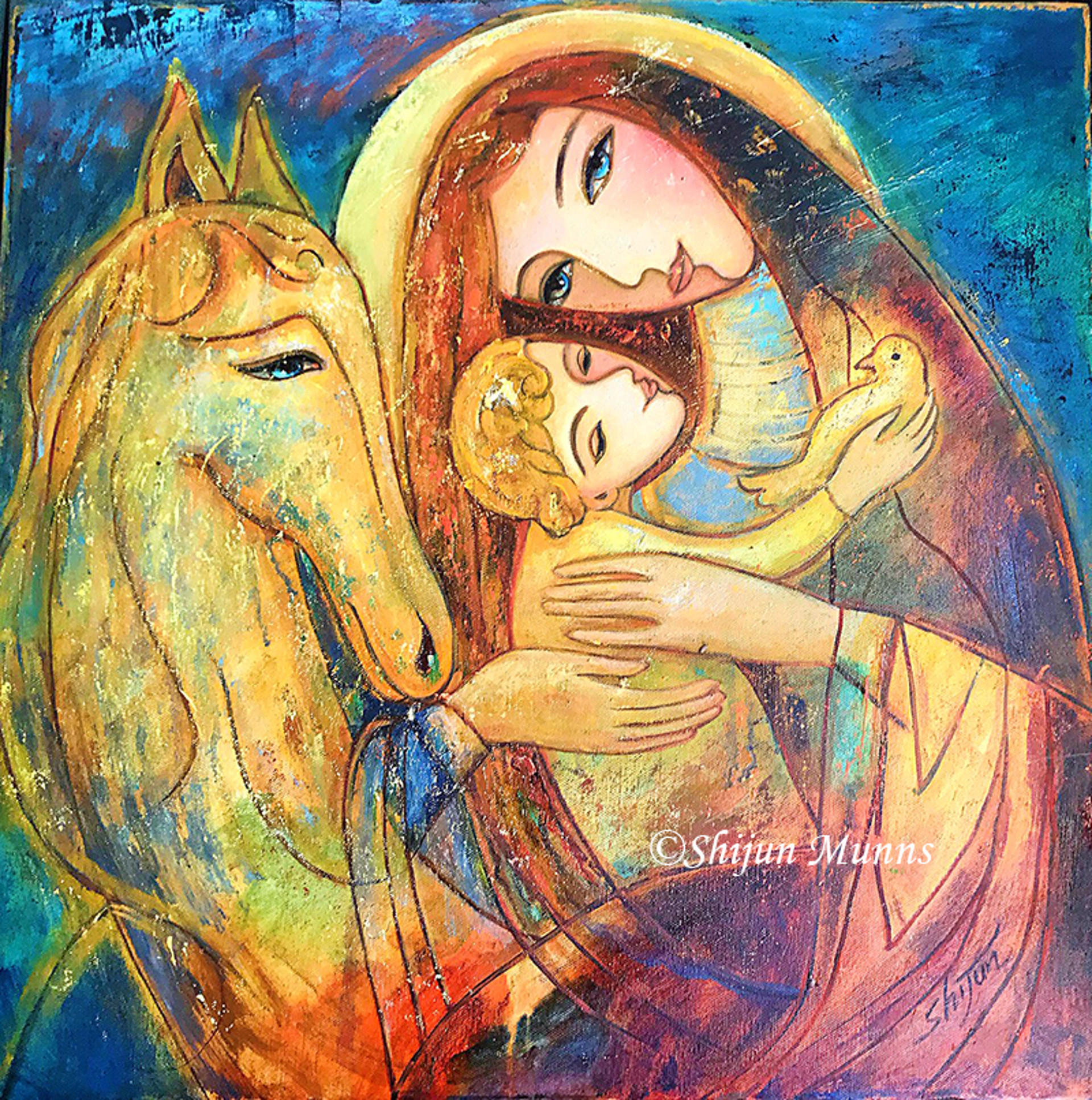 Mother And Child With Horse by Shijun Munns