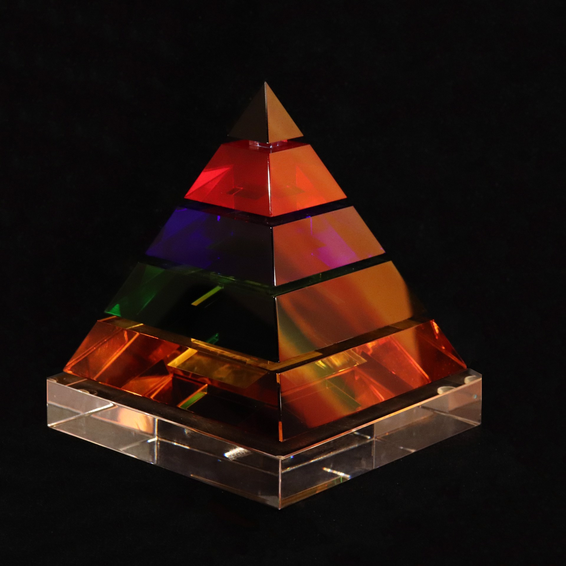 Crystal Pyramid 5 1/4" Tall x 4 3/4" Square by Harold Lustig