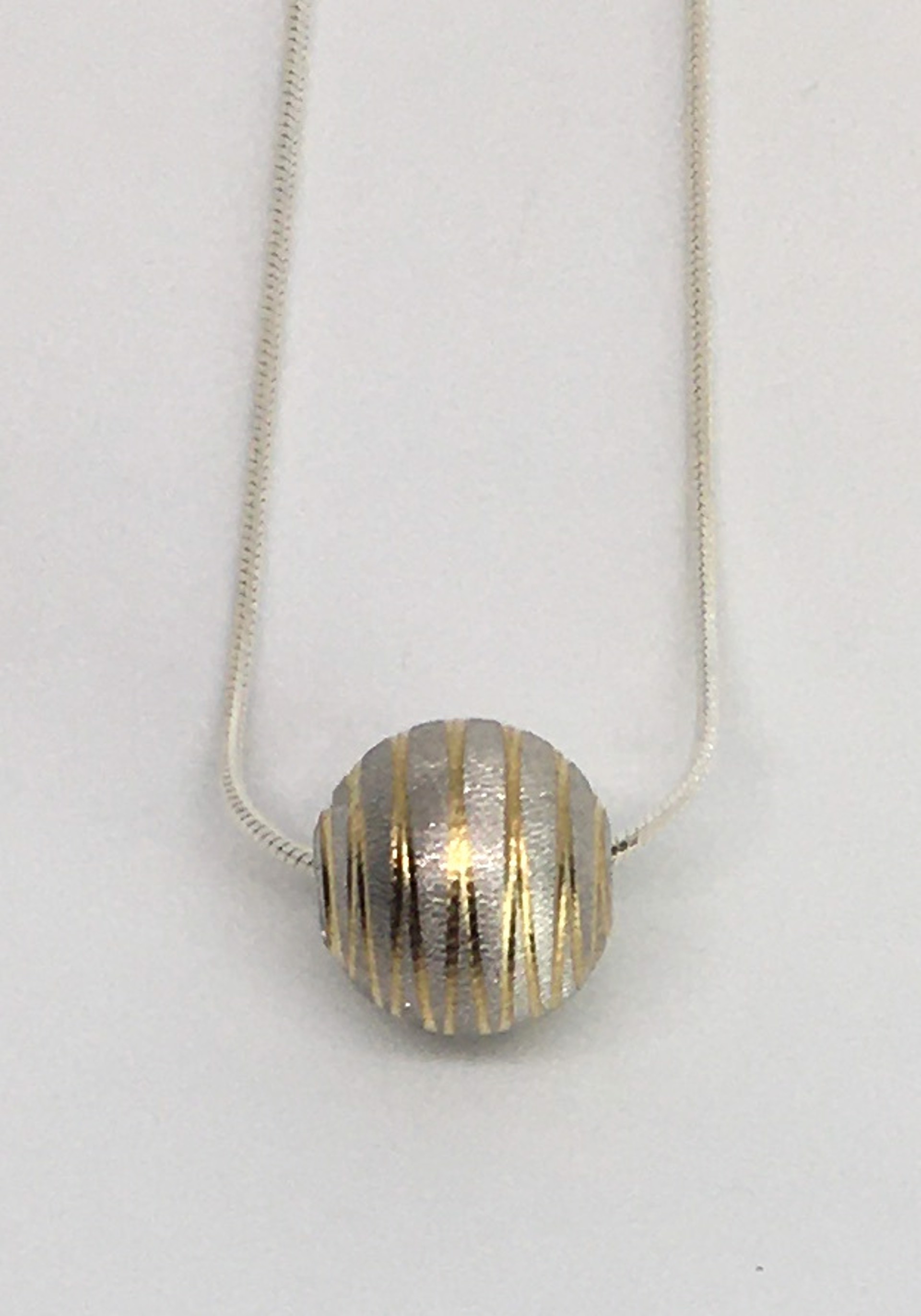 Eunity Silver with Gold Swirl Bead Necklace - Sterling Silver  by Suzanne Woodworth