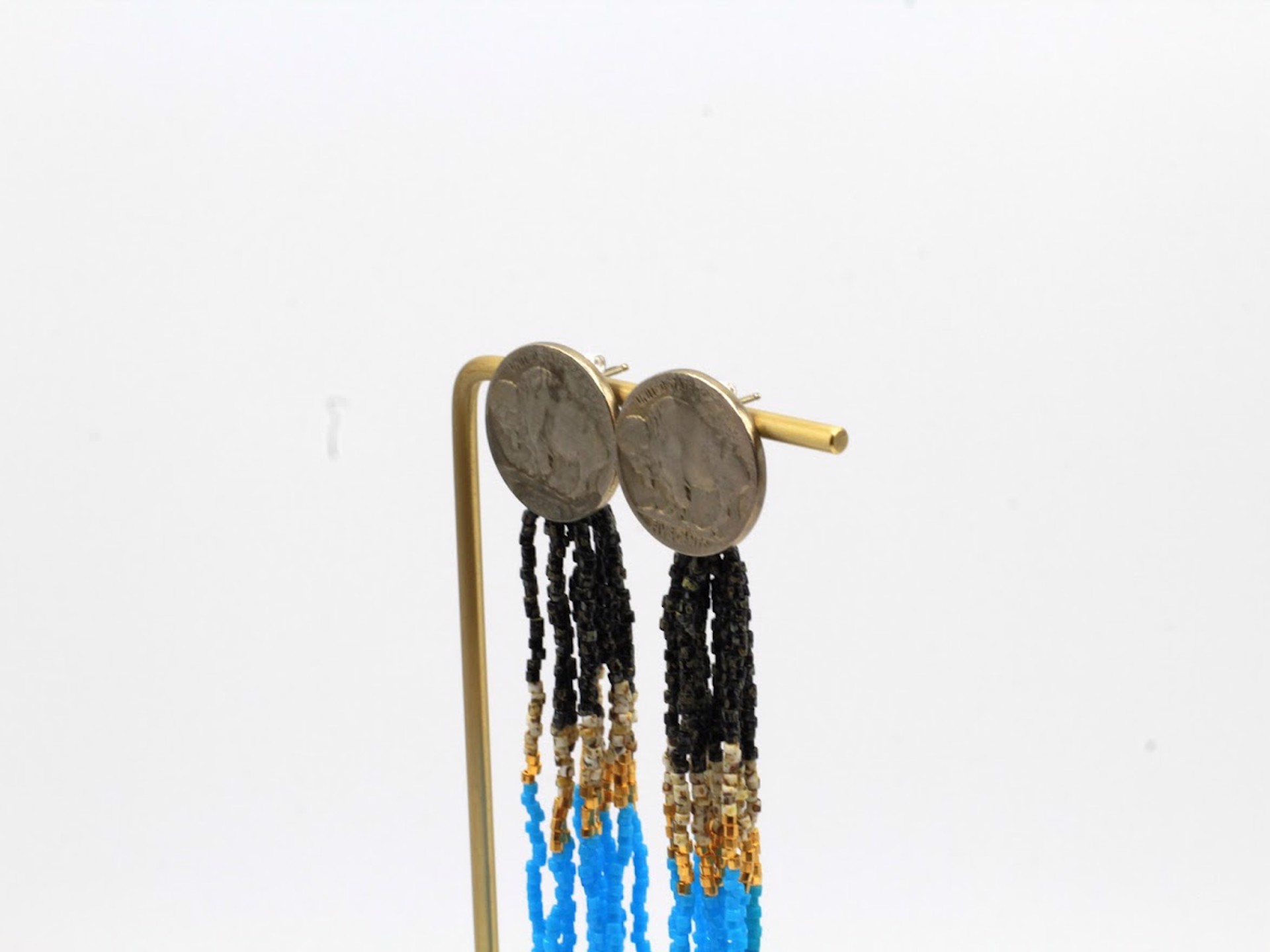 Beaded Buffalo Nickel Earrings by Jessica Brewer