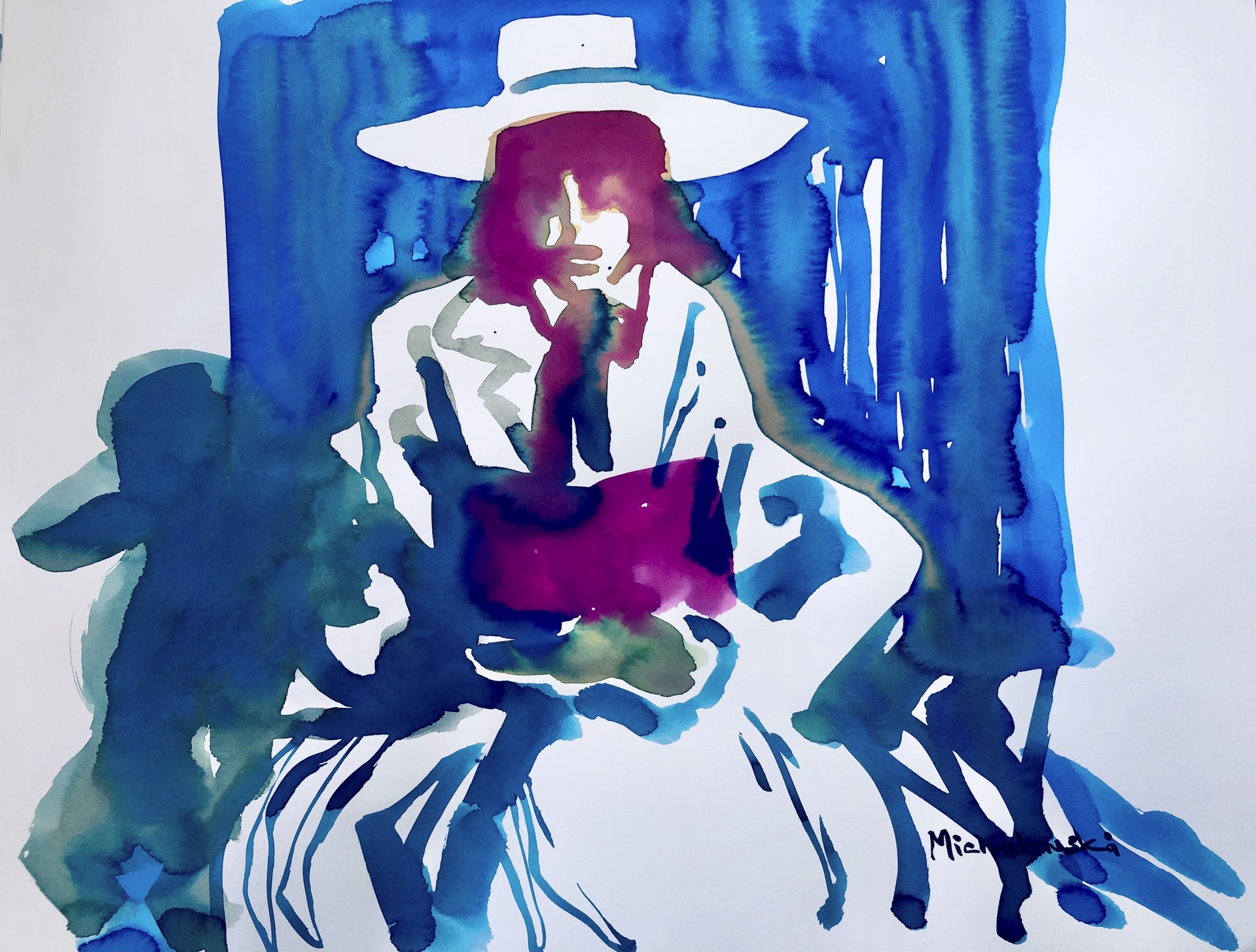 Cabaret Model with Hat, Book, and Shadow by Ted Michalowski
